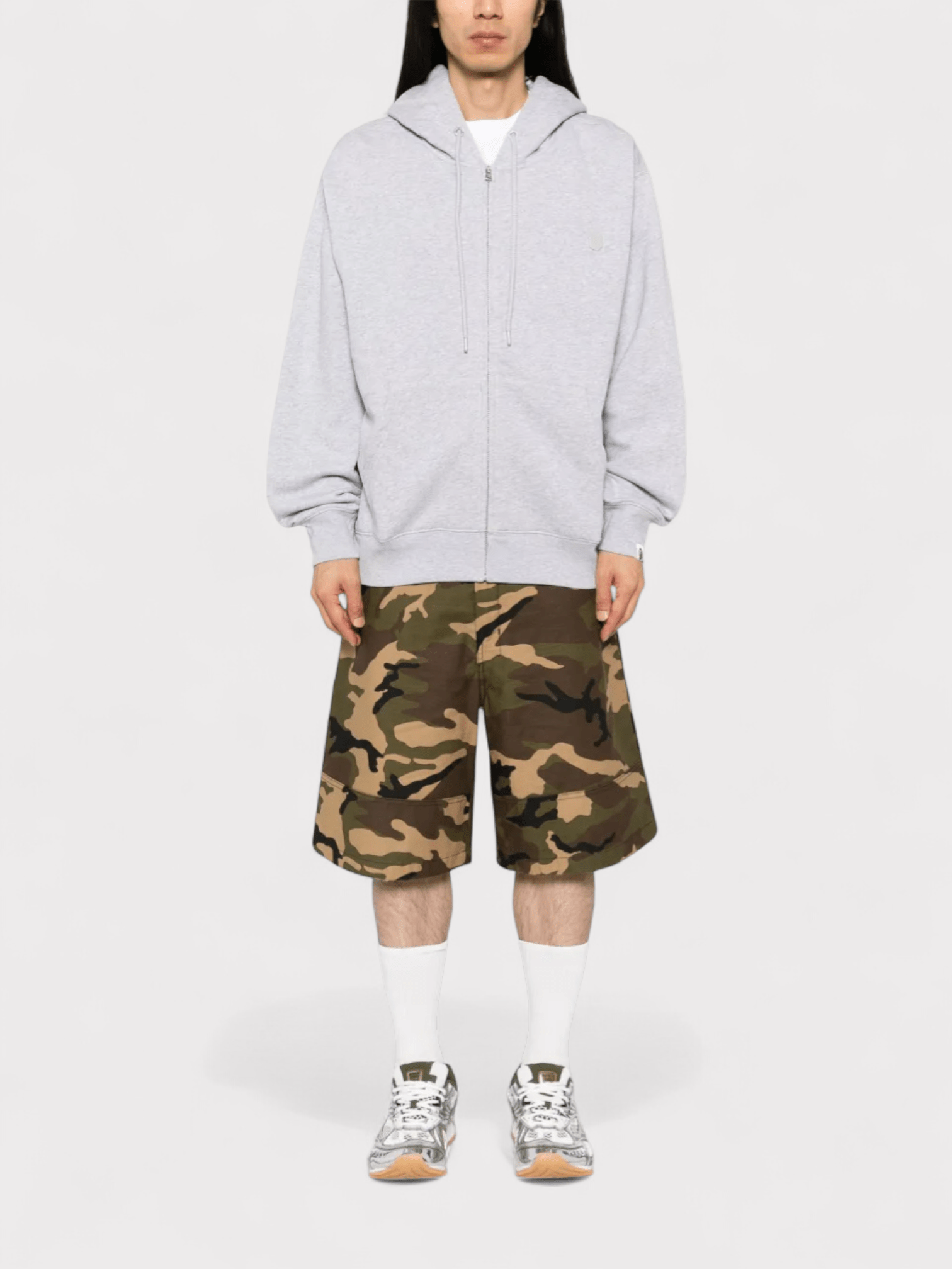 Bape One Point Zip Hoodie Grey - Supplied FashionBape