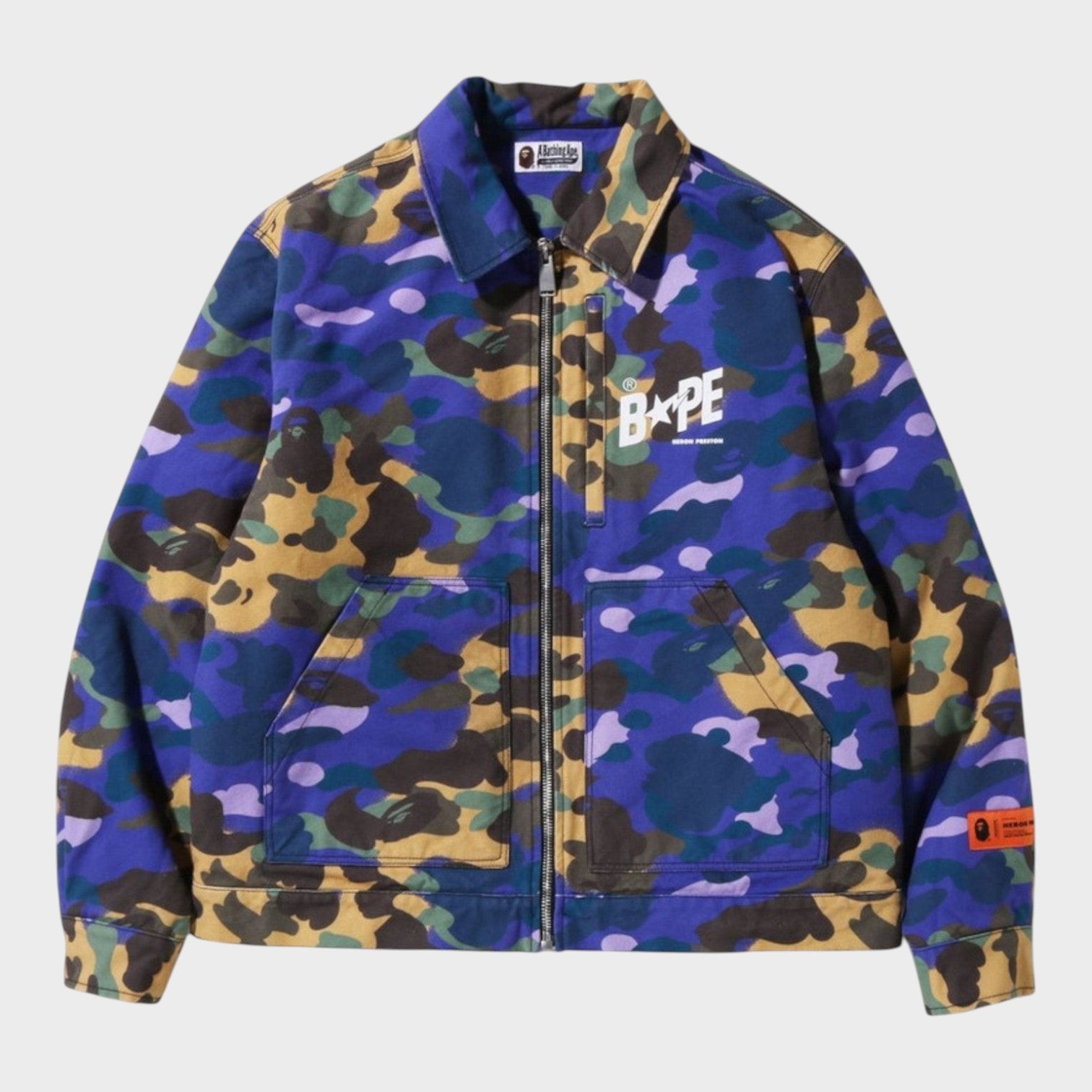 Bape X Heron Preston Mix 1St Camo Duck Trucker Jacket Purple - Supplied FashionBAPE
