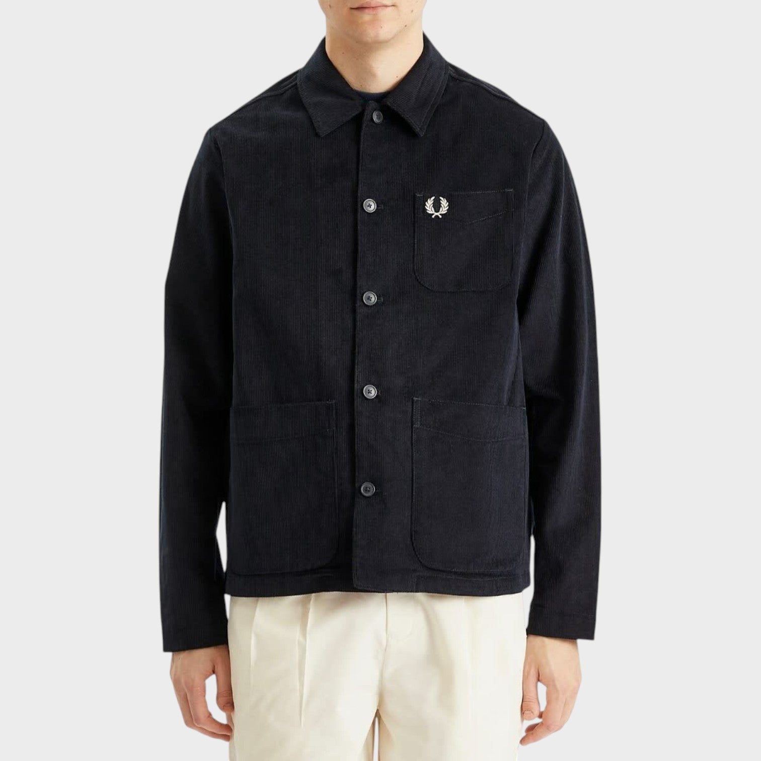 Corduroy Pocket Detail Overshirt in Navy