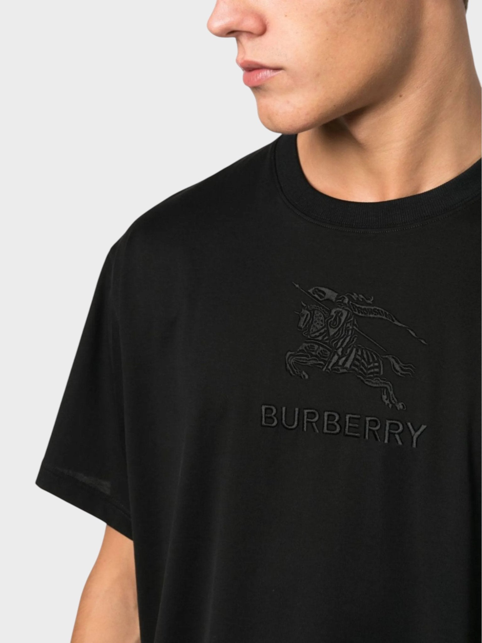 Burberry Logo Embroidered Cotton T-shirt Black - Supplied FashionBurberry