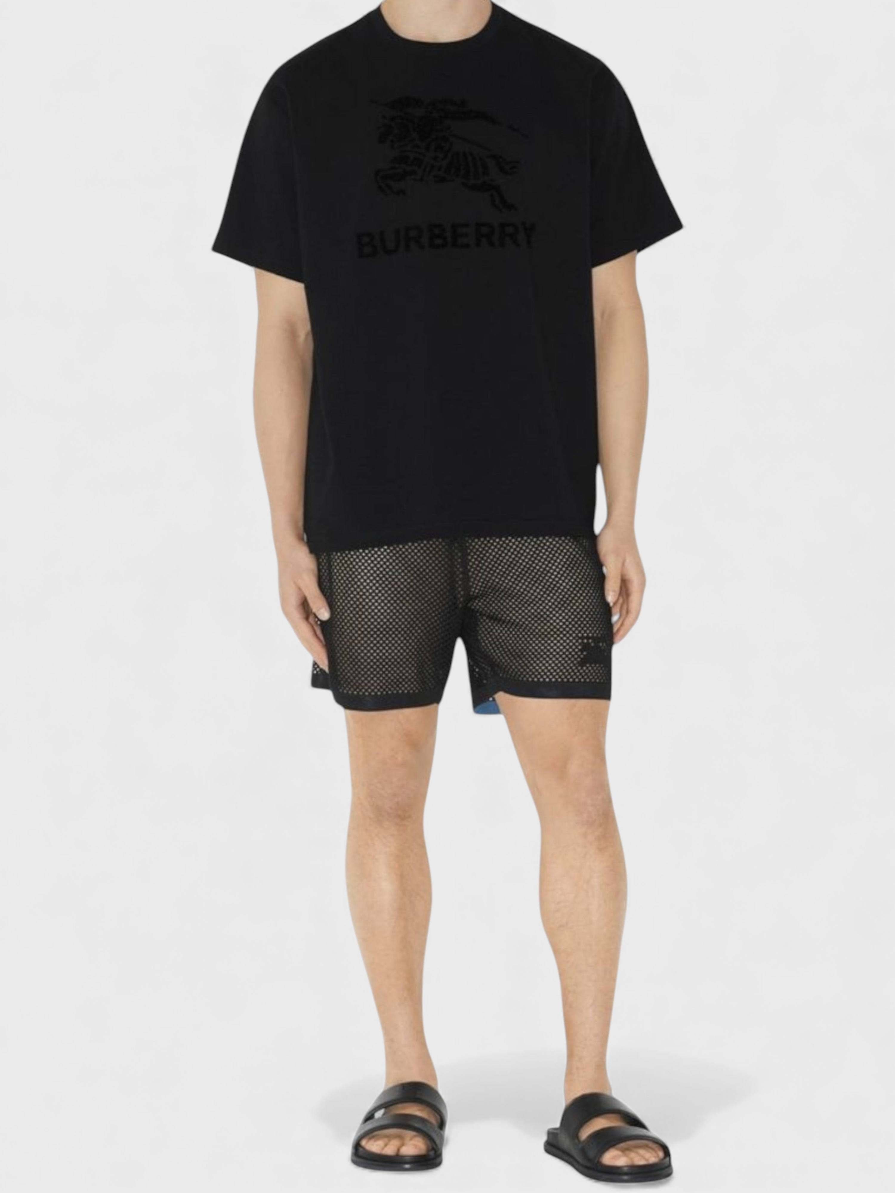 Burberry Raynerton Cotton Logo Embroidered T-Shirt Black