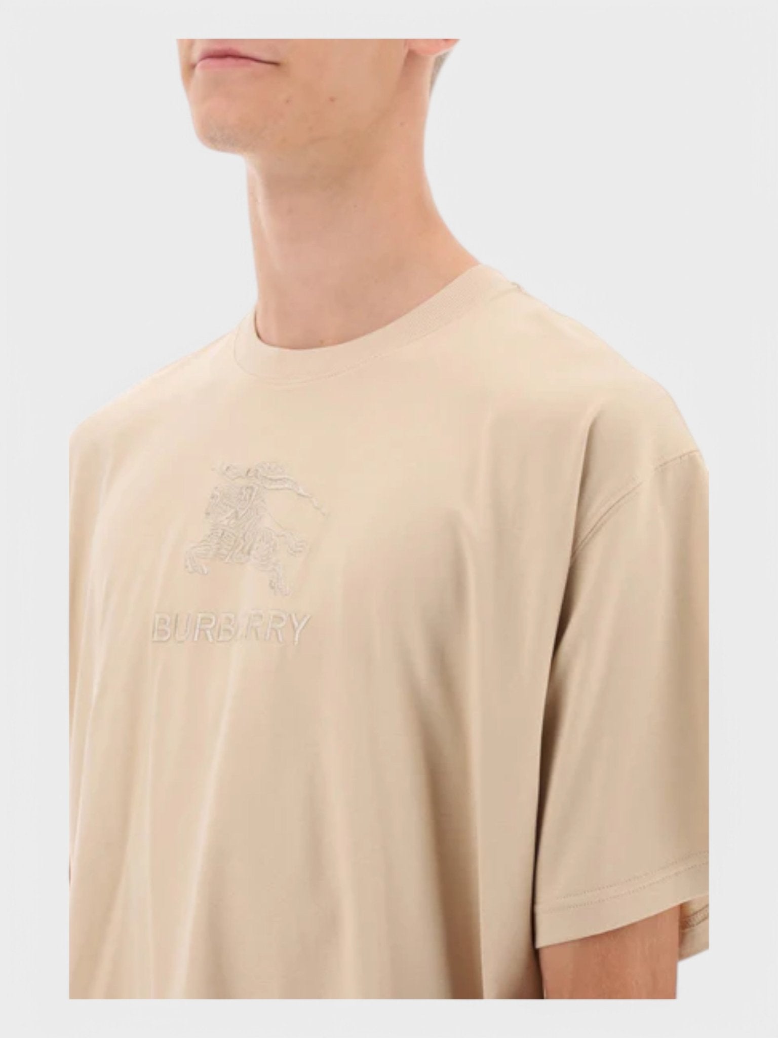 Burberry Logo Embroidered Cotton T-shirt Soft Fawn - Supplied FashionBurberry