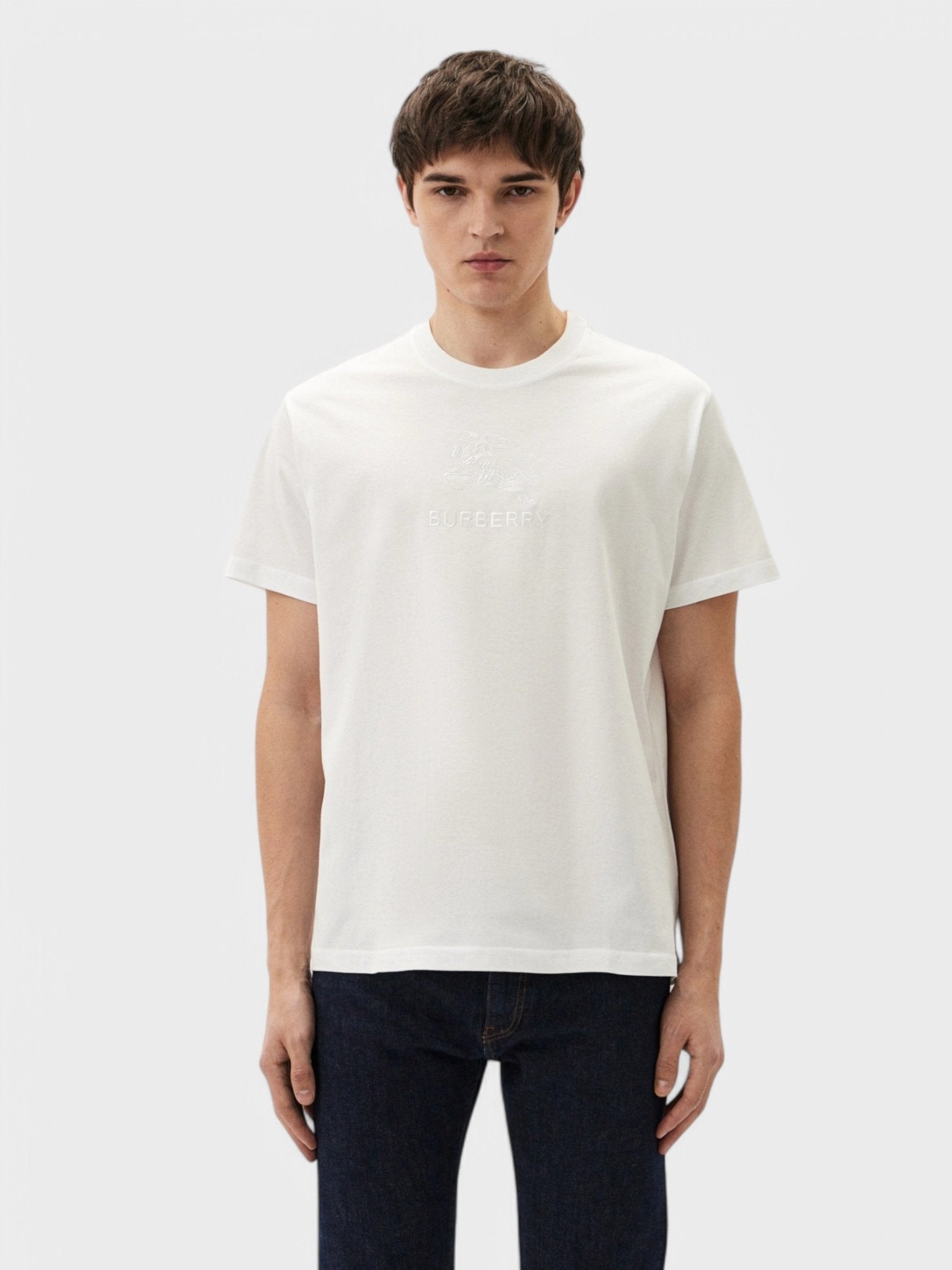 Burberry Logo Embroidered Cotton T-shirt White - Supplied FashionBurberry