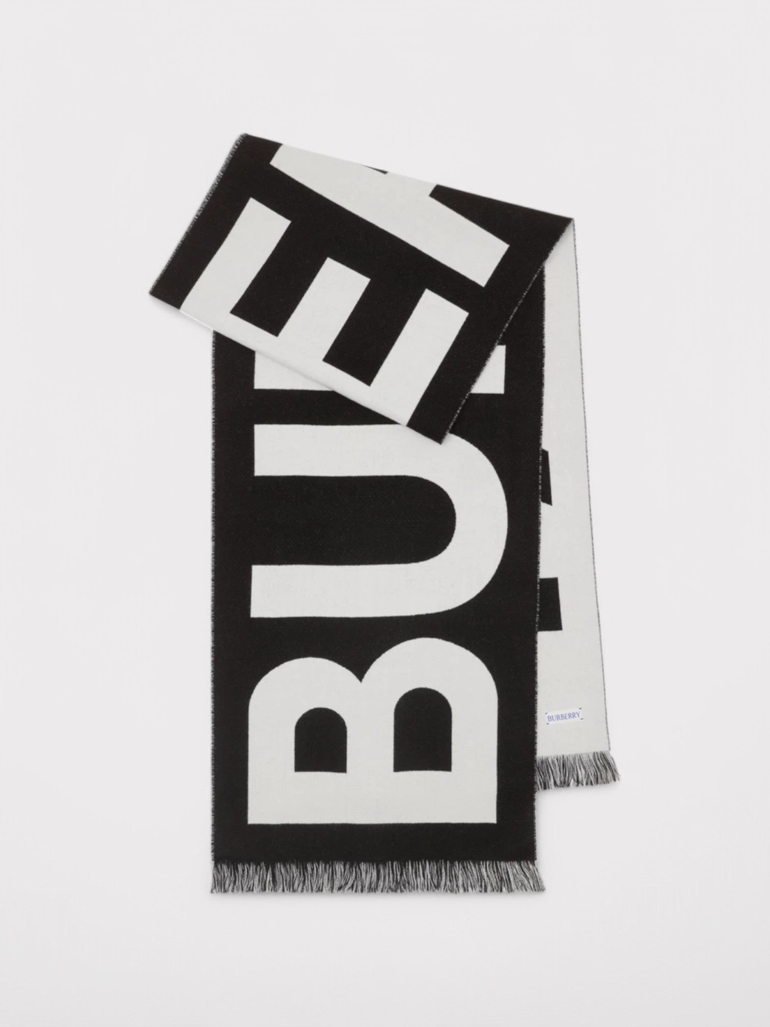 Burberry Logo Wool Scarf Black - Supplied FashionBurberry