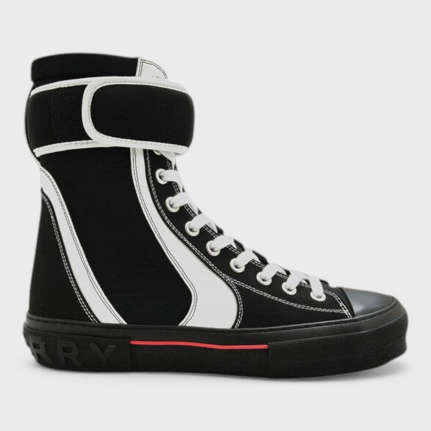 Sub High Top Lace Up Rubber Sole Boot Black White