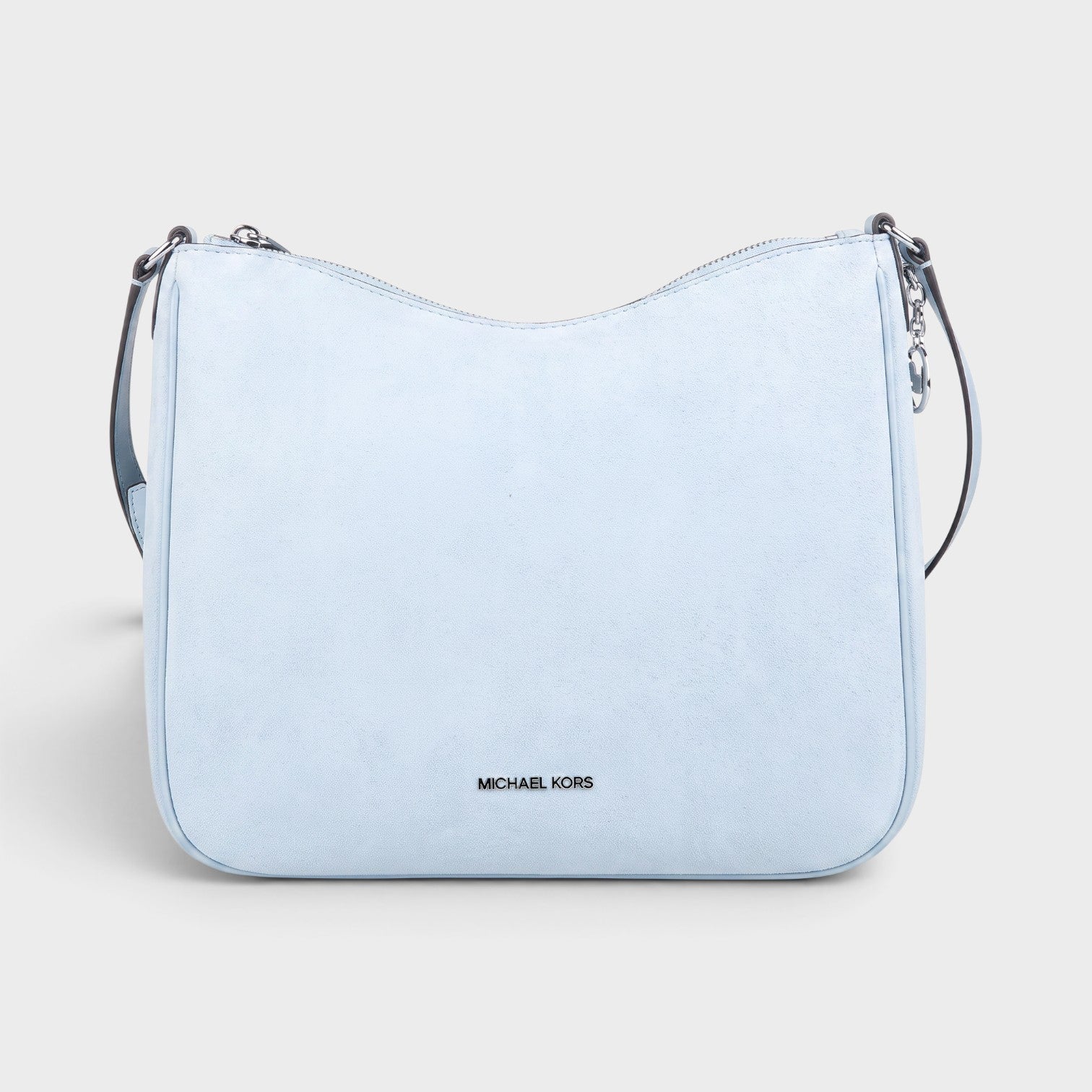 Logo Crossbody Bag Suede Pale Ocean Blue
