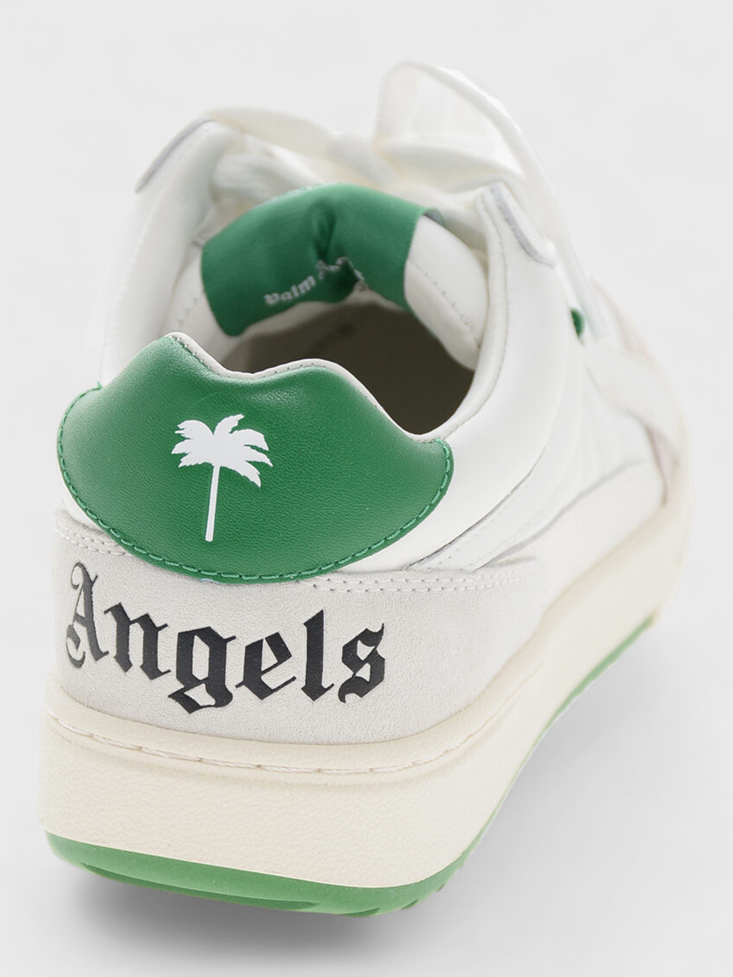 Palm Angels University Suede Trimmed Sneakers White Green