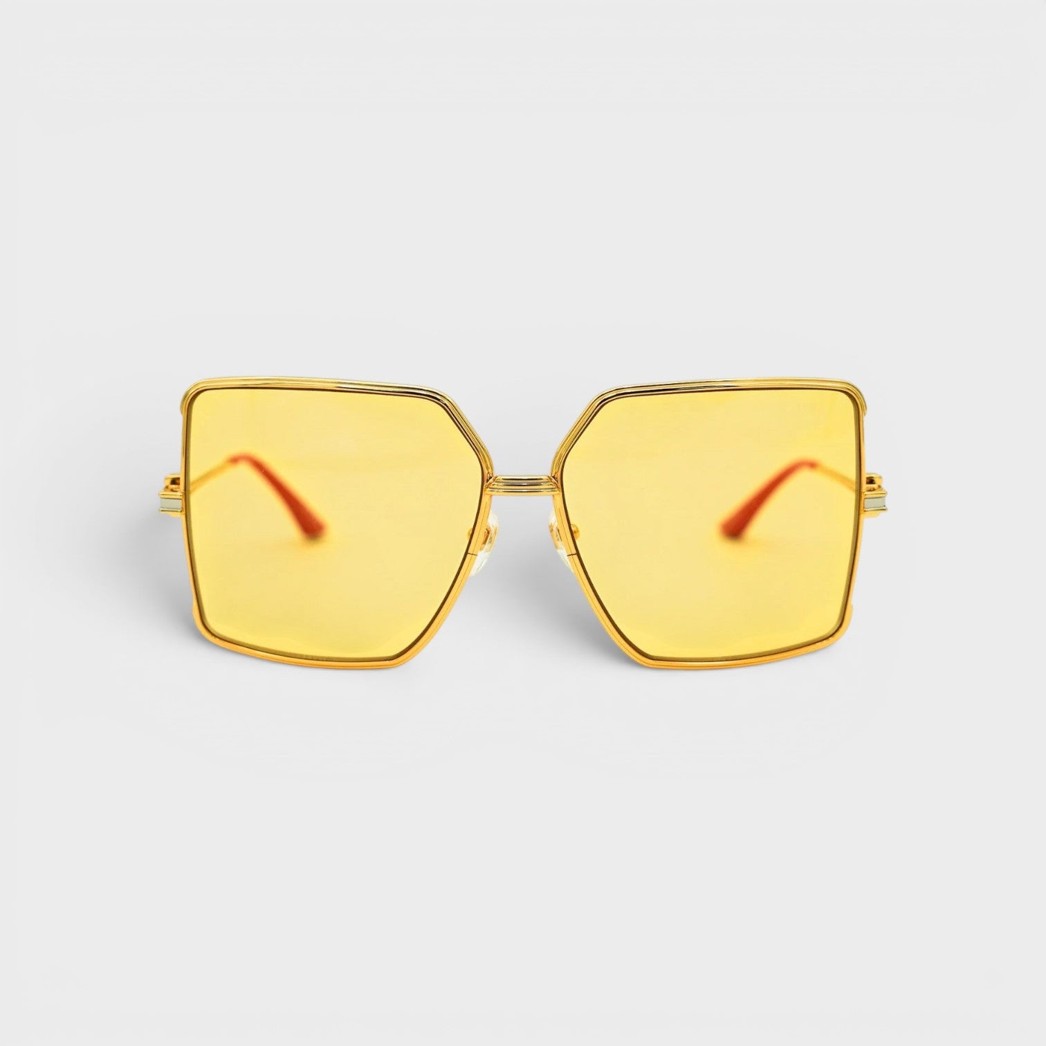 Stainless Steel Square Sunglasses Gold Silver Red Canary