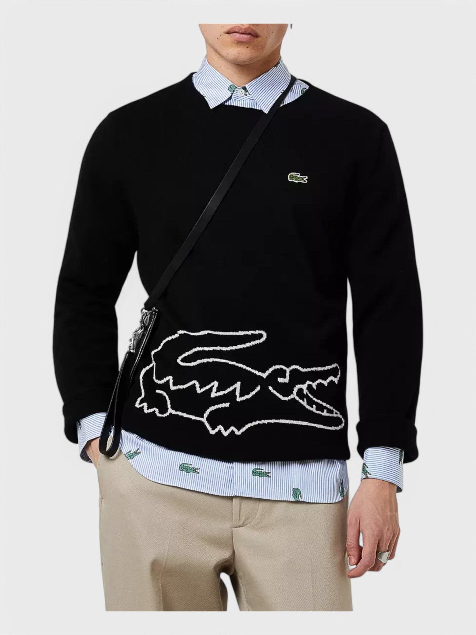 CDG Shirt X Lacoste Men’s Knit Sweater Black - Supplied FashionComme des Garcons Shirt