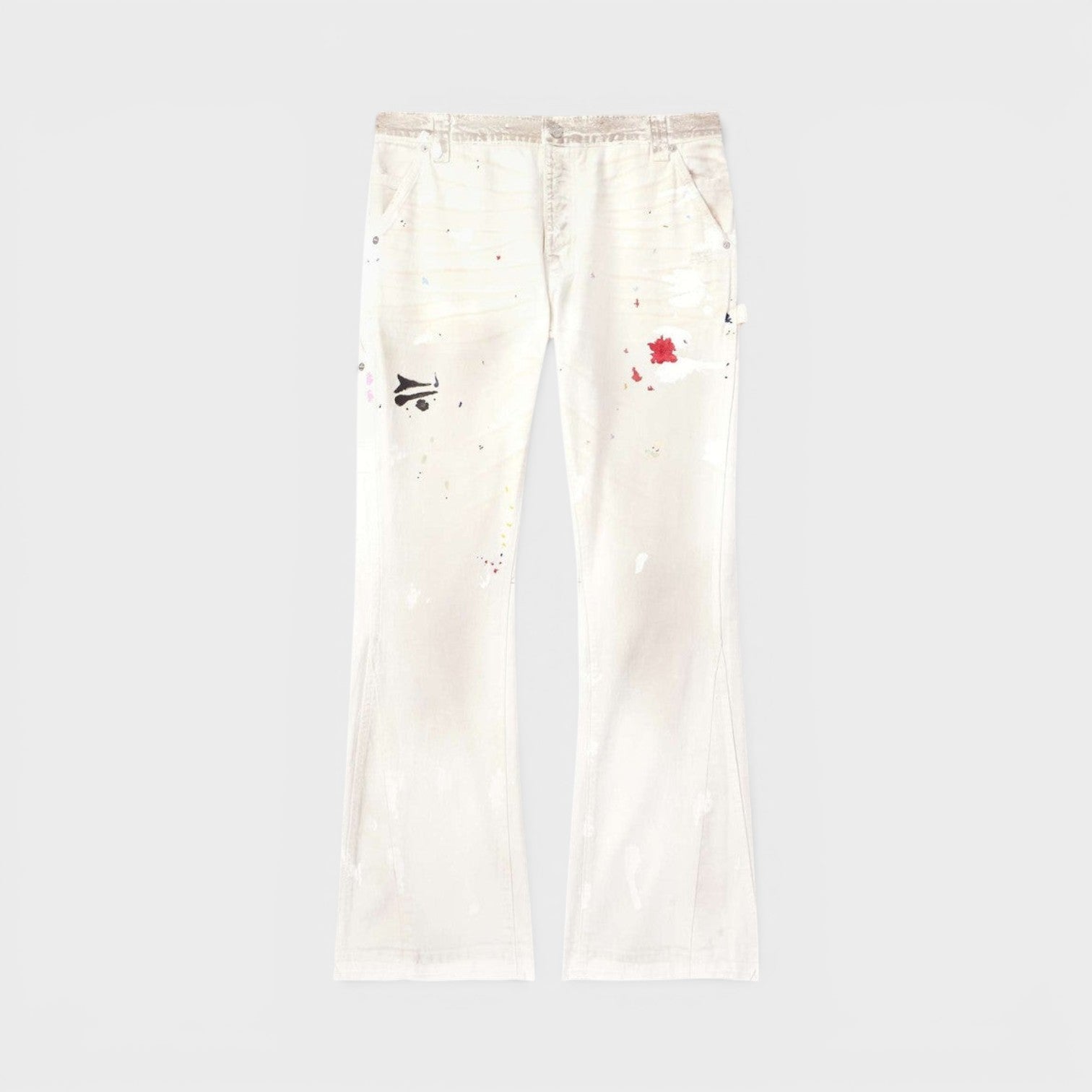 Le Bar De Music Paint-Splattered Jeans Flare Natural White Multi
