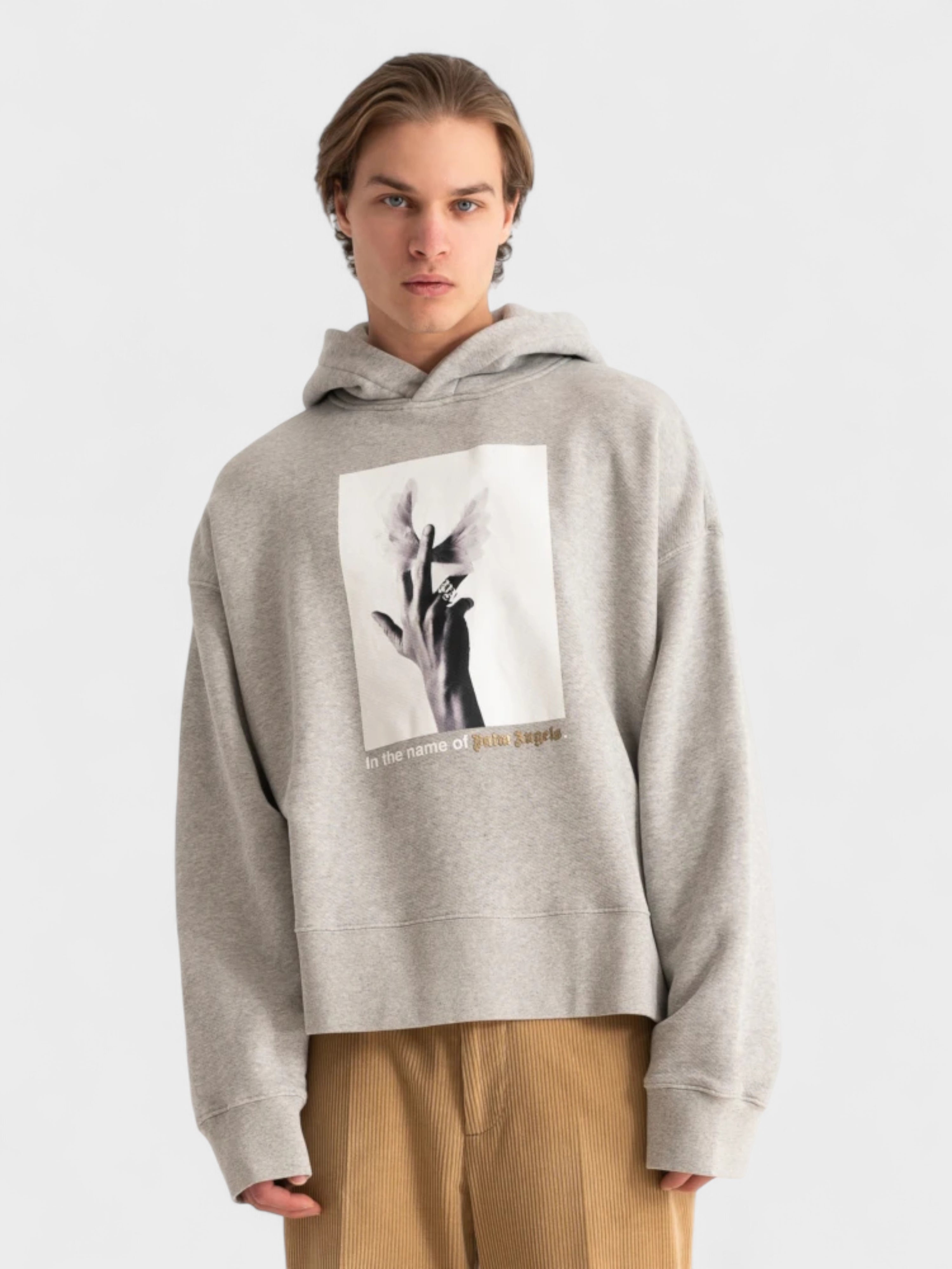 Palm Angels Wings Hoodie Melange Grey