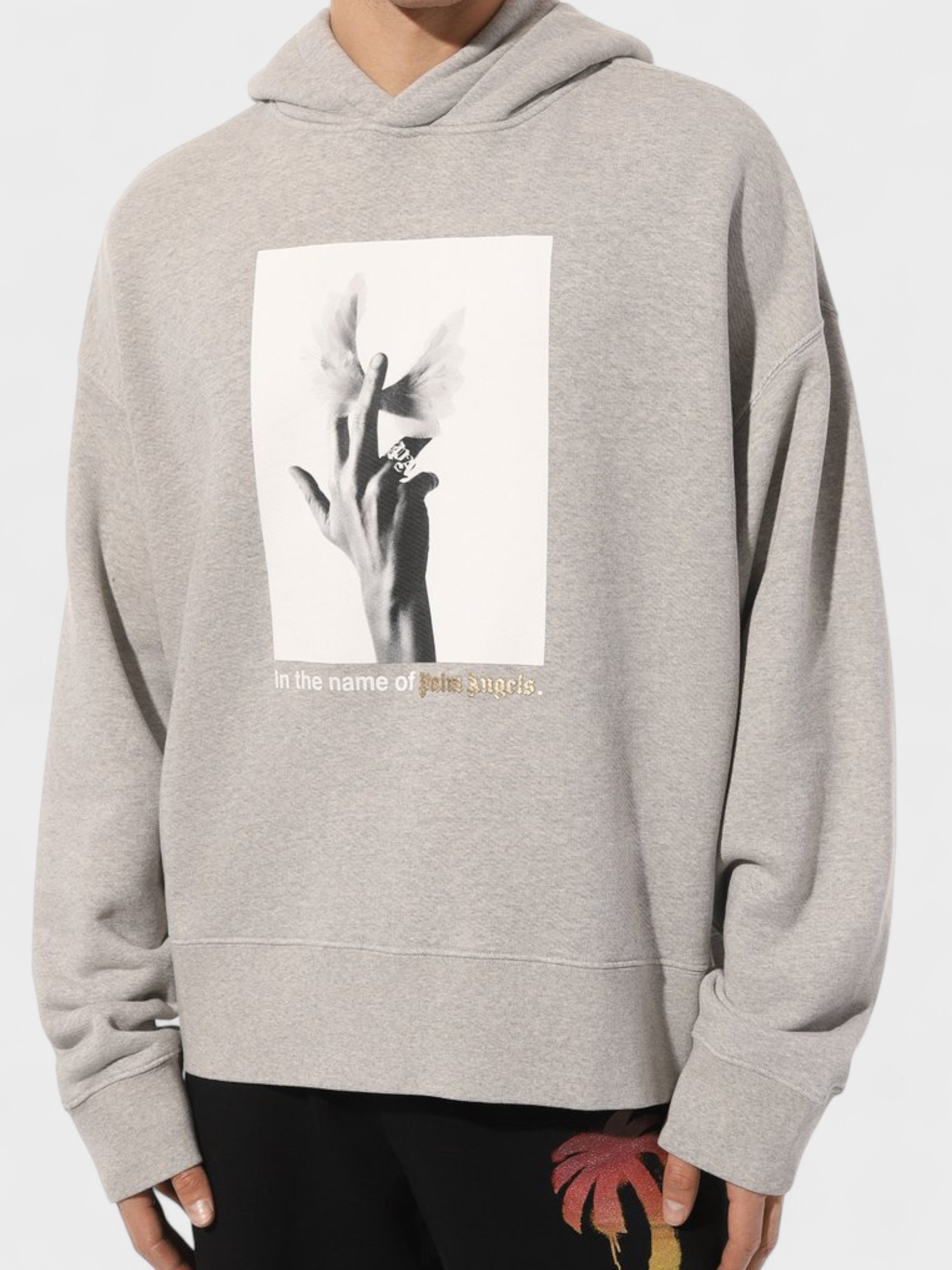 Palm Angels Wings Hoodie Melange Grey