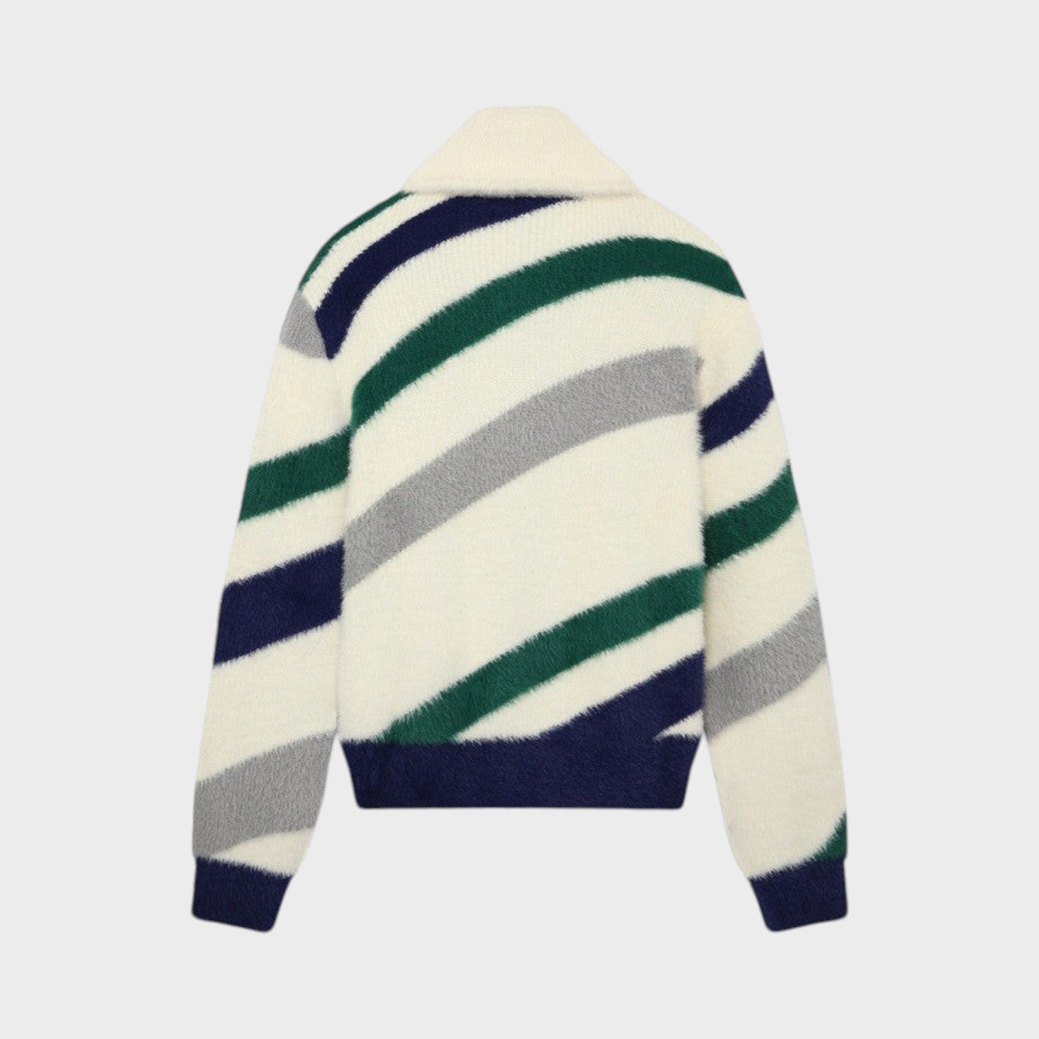 Fluffy Zip Up Diagonal Stripe