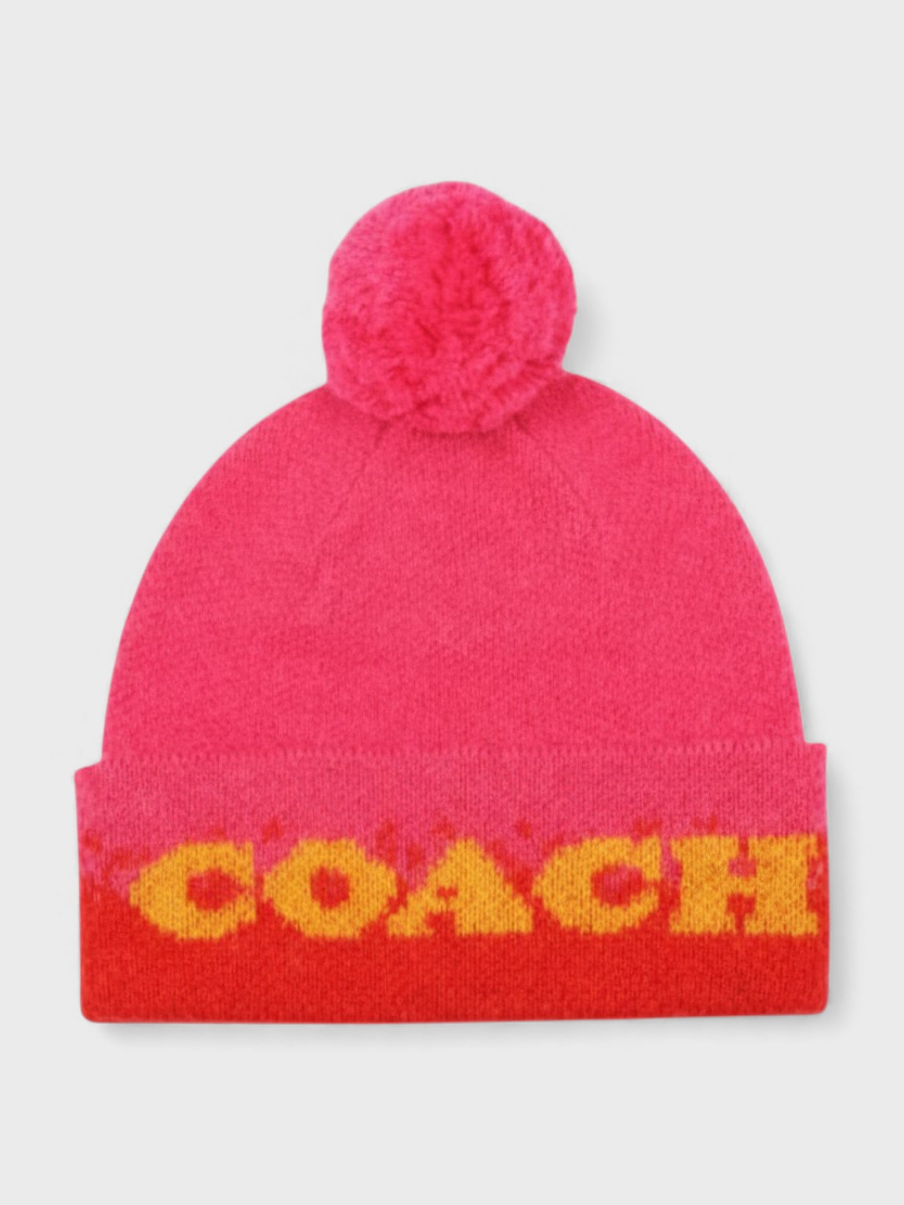 Coach Colour-Blocked Ombré Pom-Pom Beanie