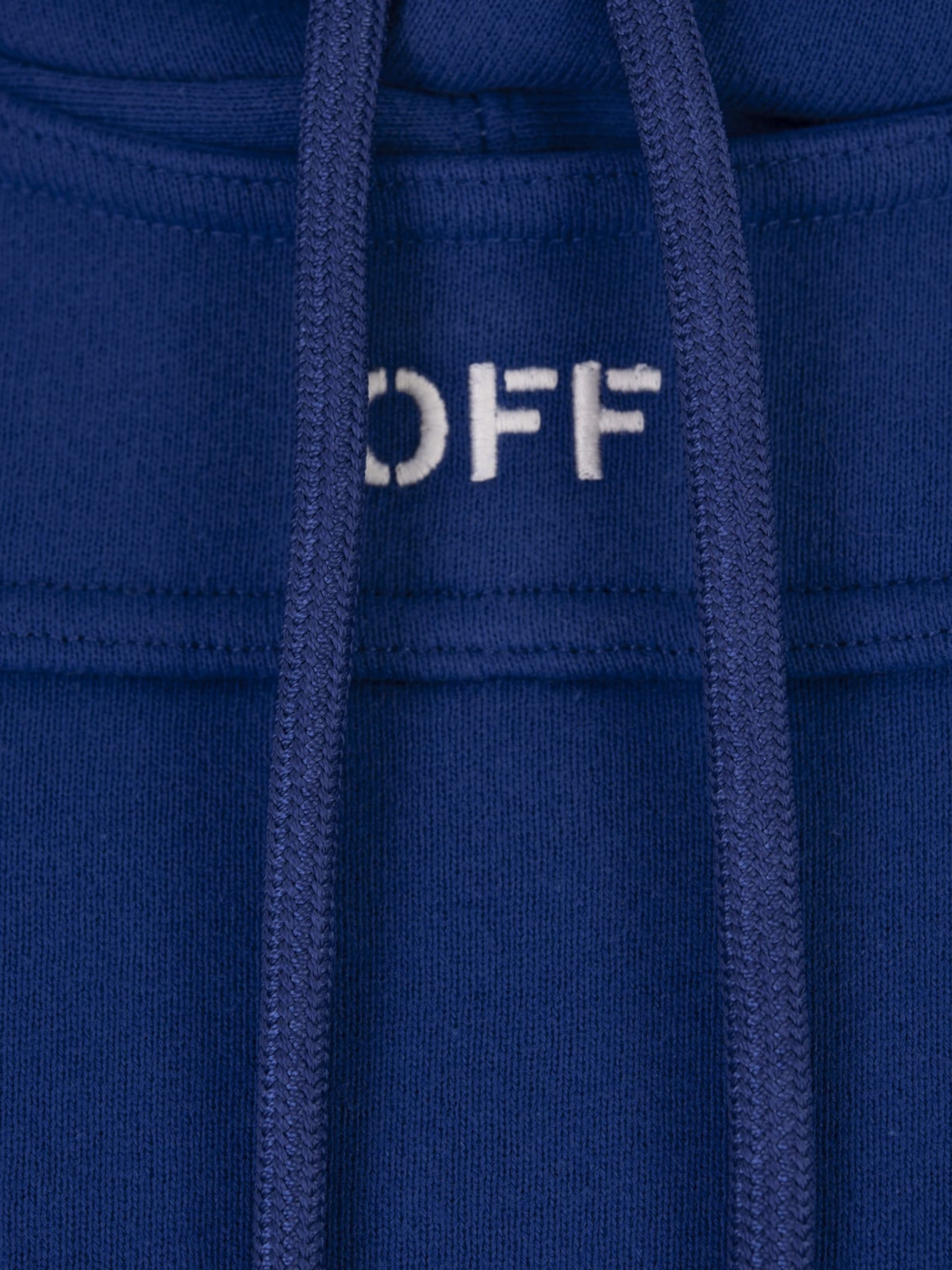 Off-White Off Stamp Round Crop Hoodie Blue