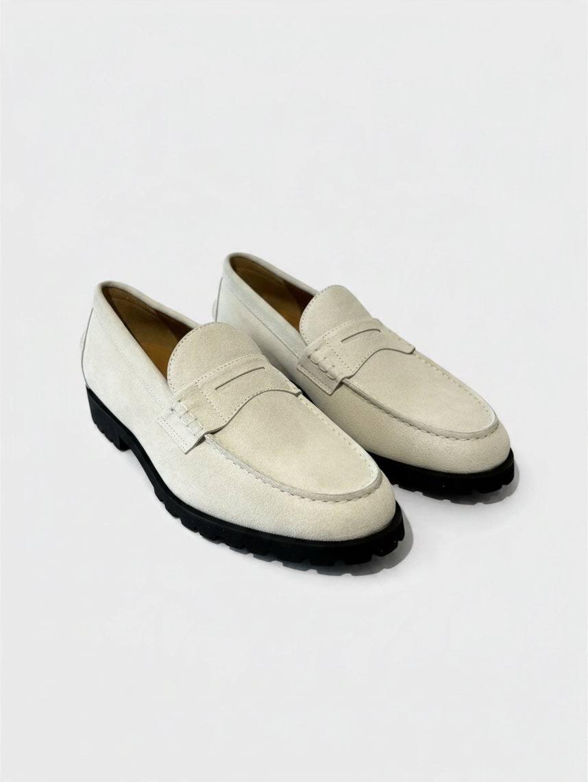 Country Suede Loafer Bone White
