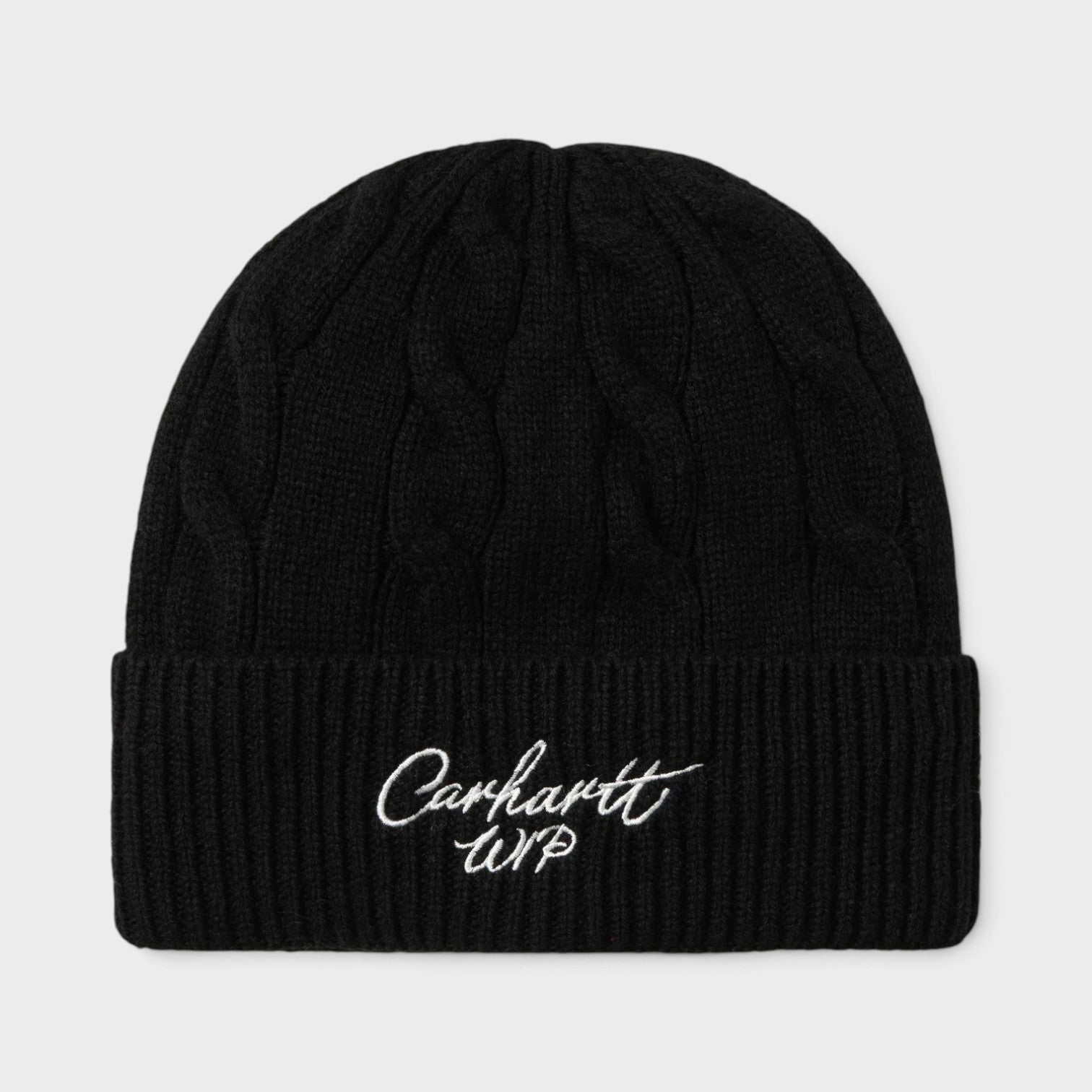 WIP Logo Signature Cable Knitted Beanie Dark Navy