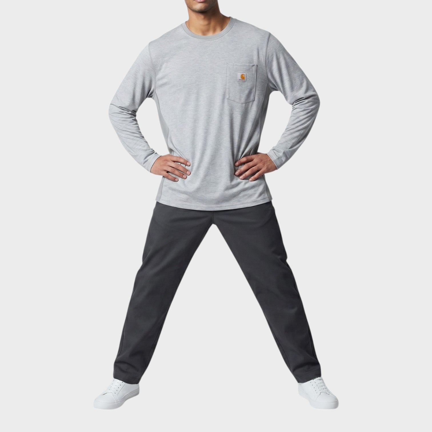 Force Relaxed Fit Midweight Long-Sleeve Pocket T-Shirt Grey