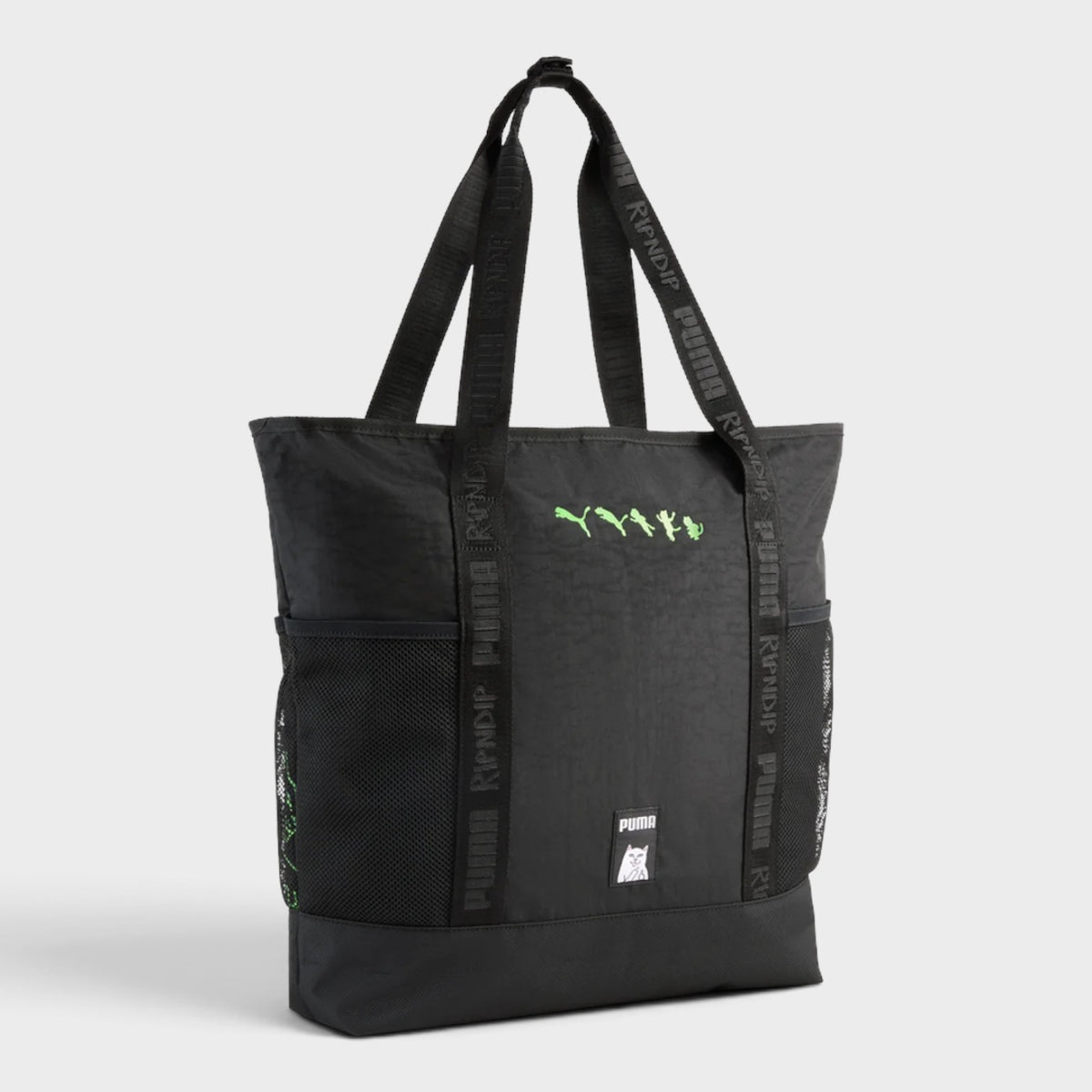 Puma Graphic Print Zip Tote Bag Black Green