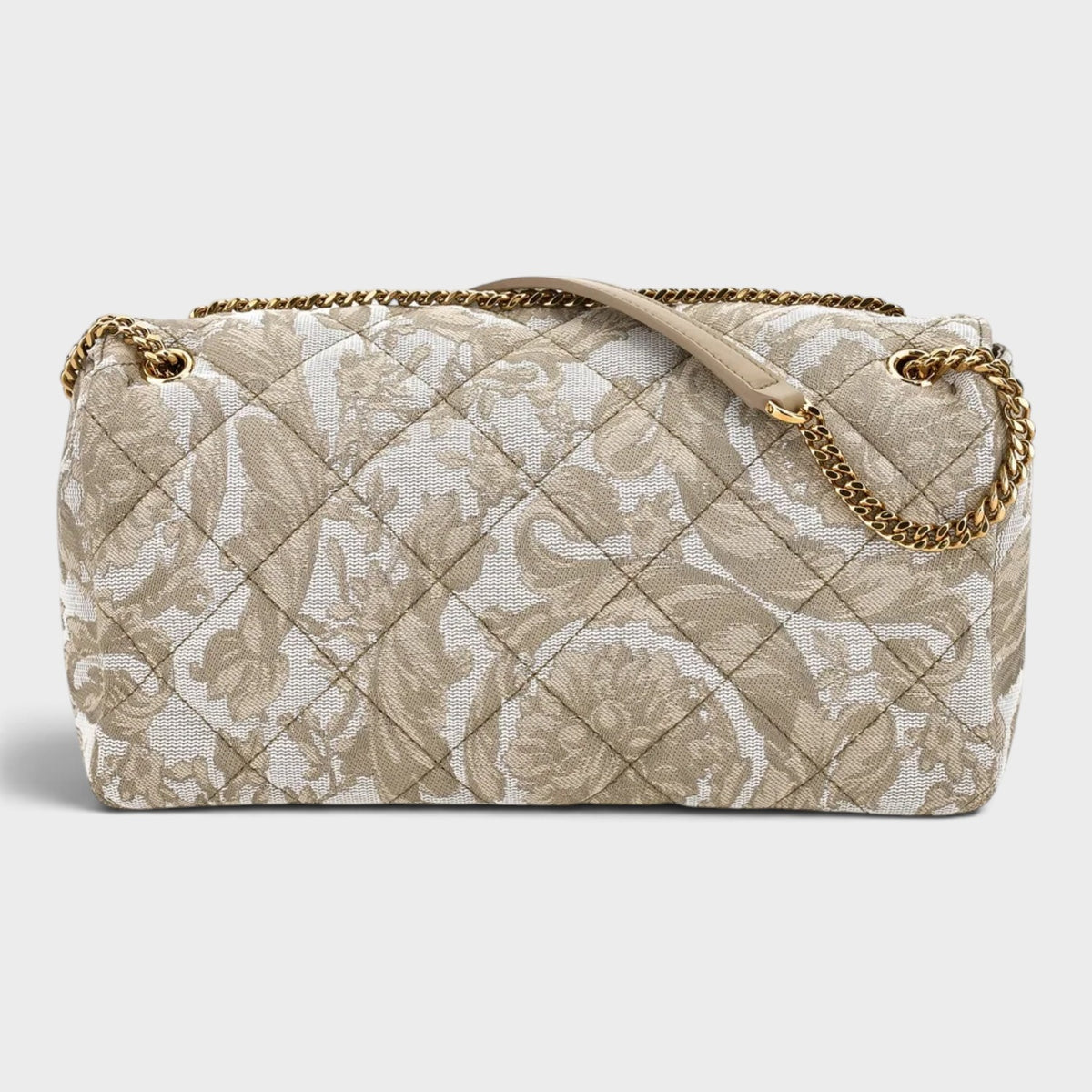 Medusa Baroque Print Quilted Shoulder Bag Gold-Tone Beige