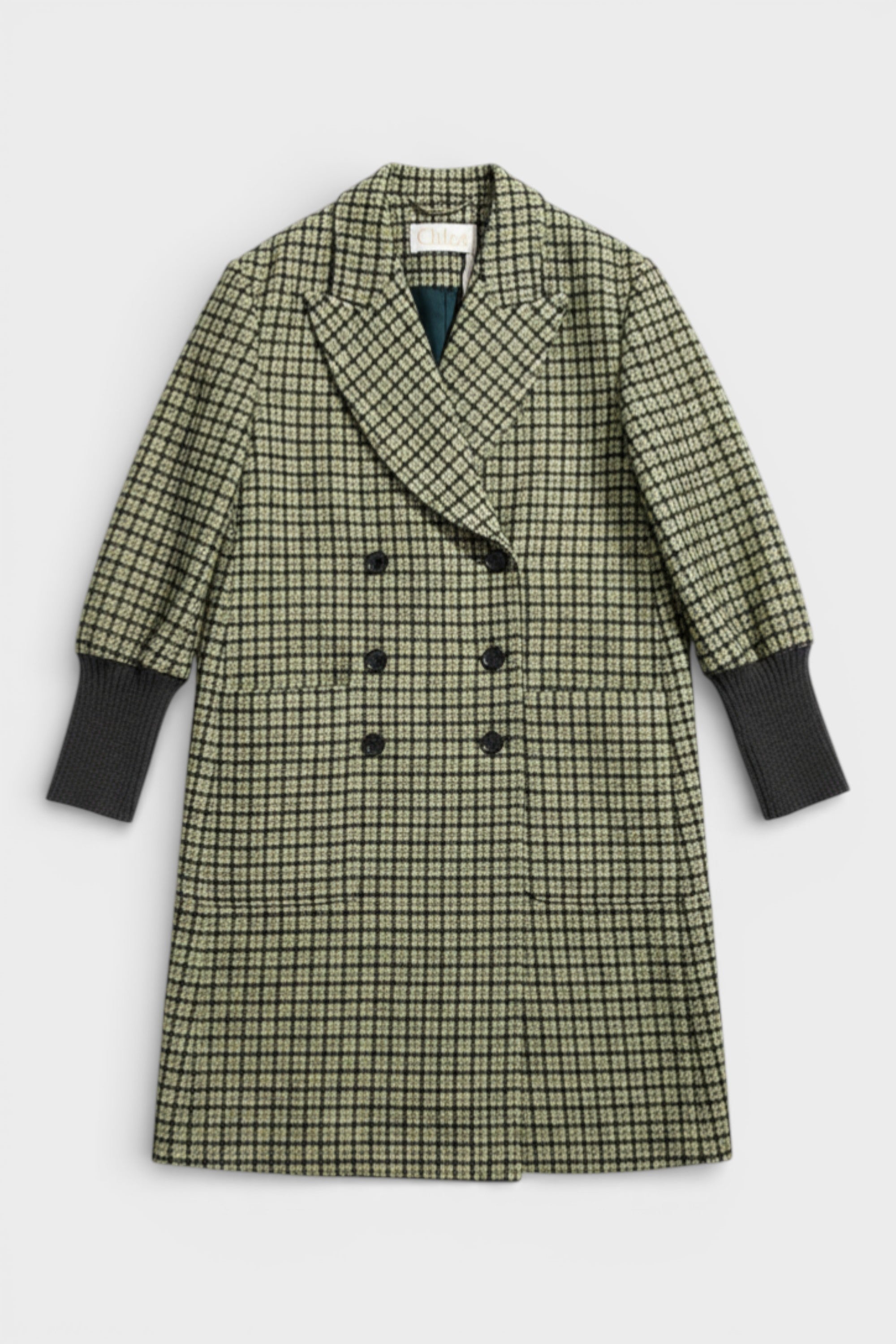Checked Coat Jacket Green