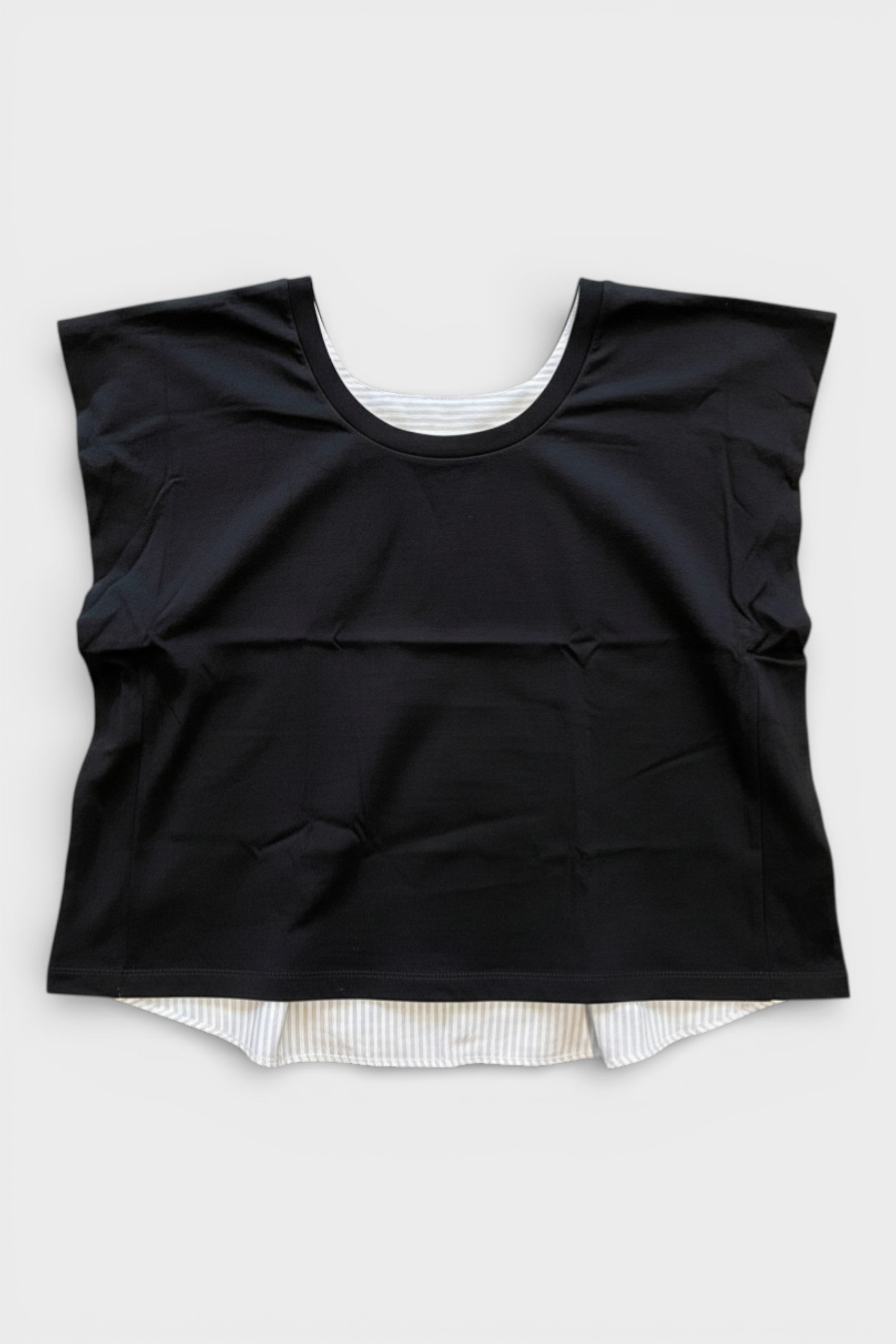 MM6 Sleeveless Cotton Pullover Stripes Shirt Black