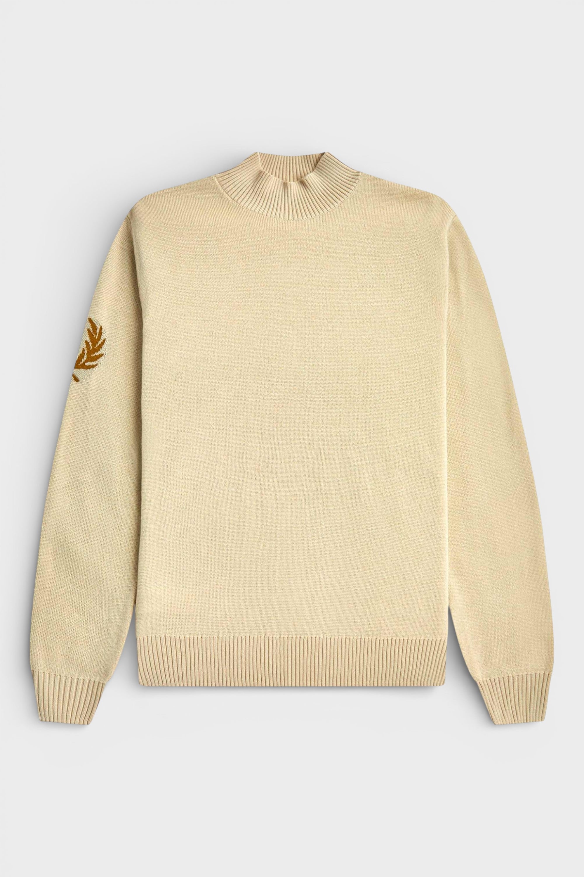 Fred Perry Laurel Wreath Mock Neck Jumper Oatmeal