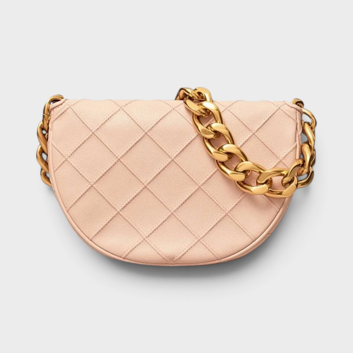 Supplied Fashion Tory Burch Fleming soft grain leather crescent bag in blush pink with gold chain strap