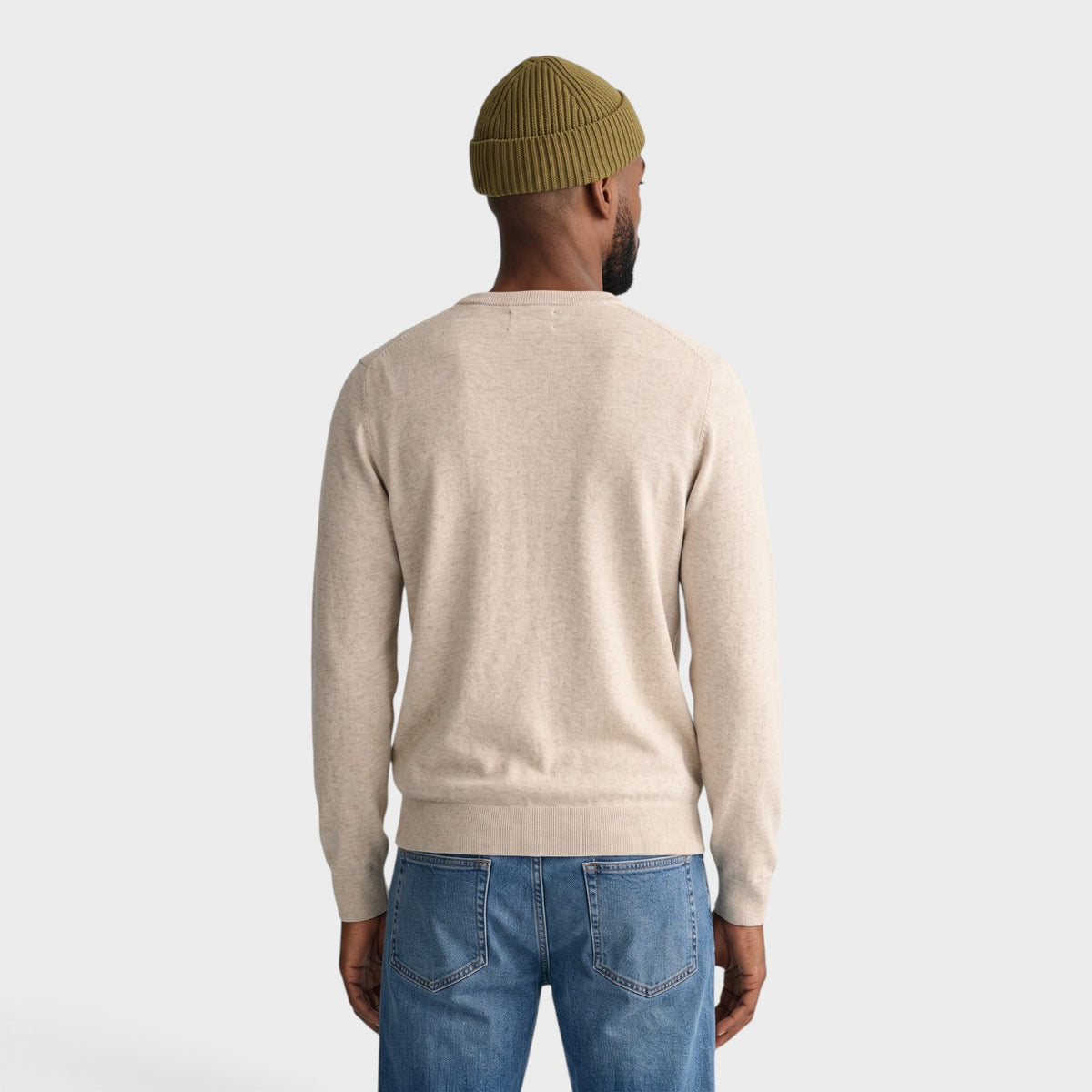 Classic Logo Cotton V-Neck Jumper Light Beige