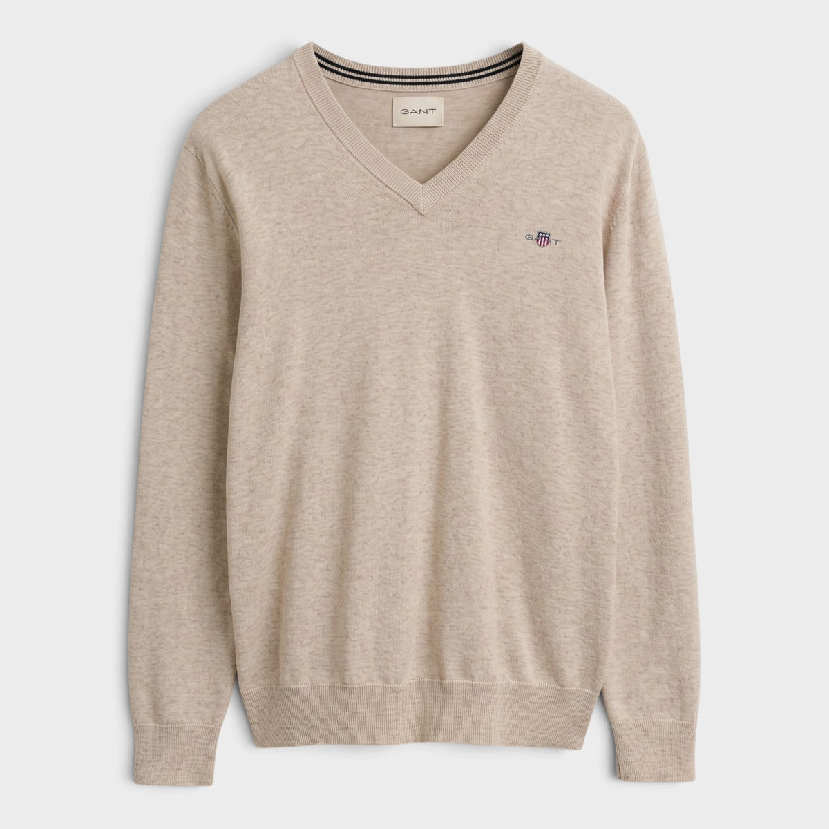 Classic Logo Cotton V-Neck Jumper Light Beige