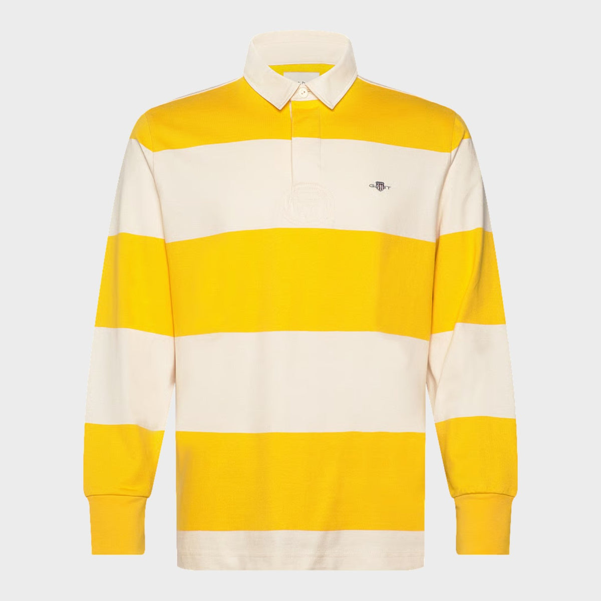 Logo Barstripe Rugger Long Sleeved Polo Daffodil Yellow