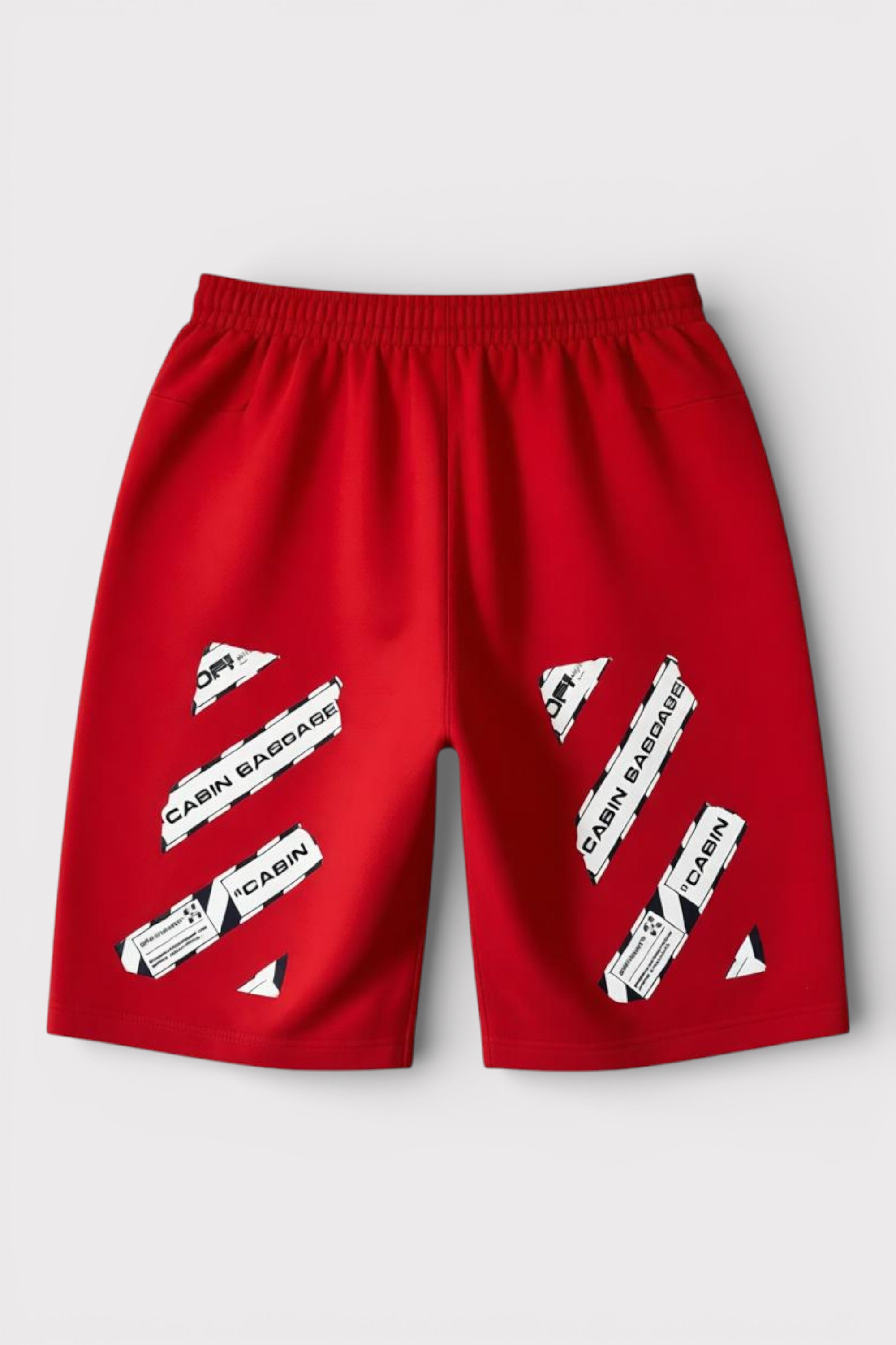Off-White Airport Tape Sweatshorts Red