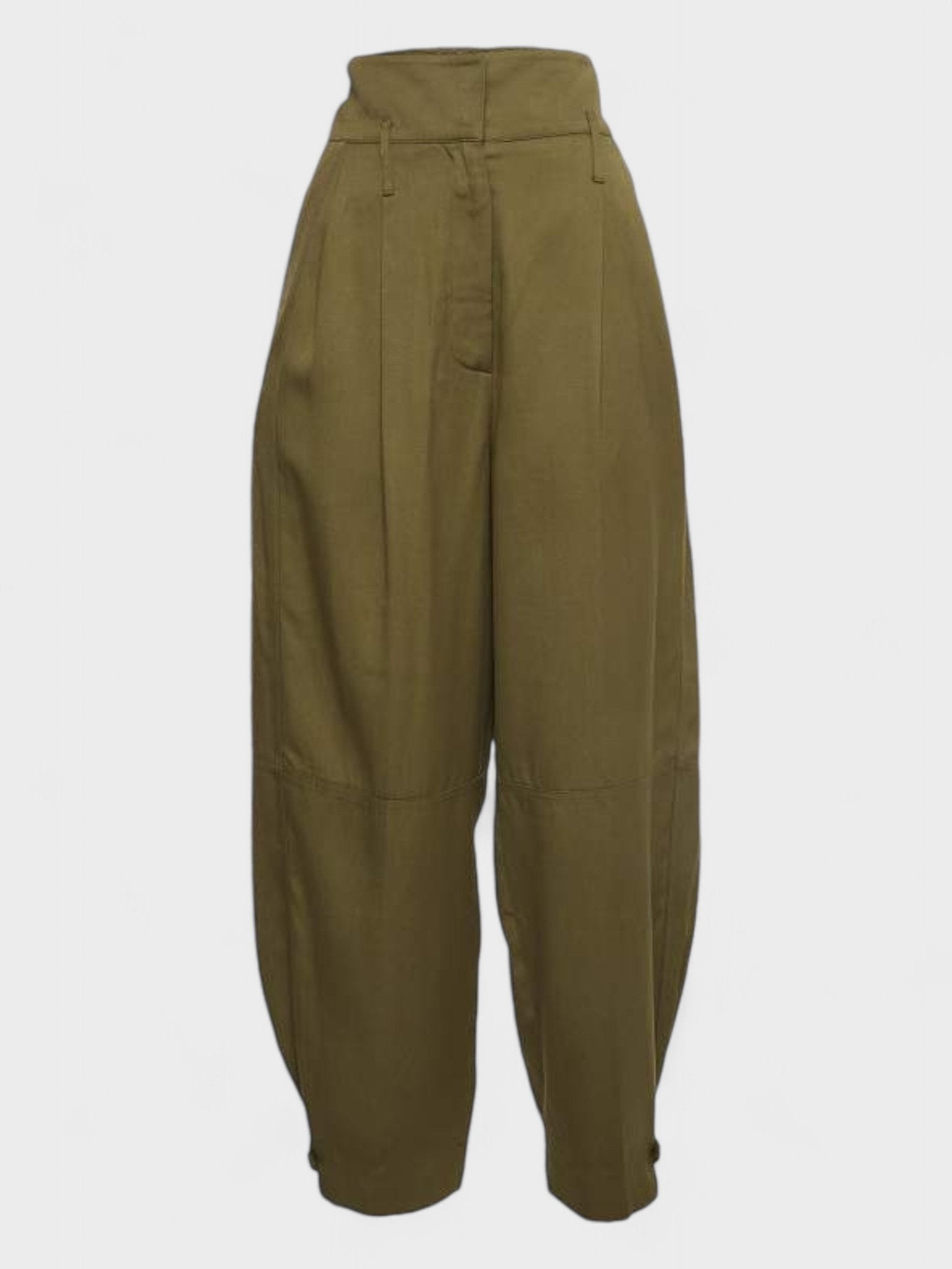 Givenchy Green Pleated Crepe High - Waisted Tapered Military Trousers XL - Supplied FashionGivenchy