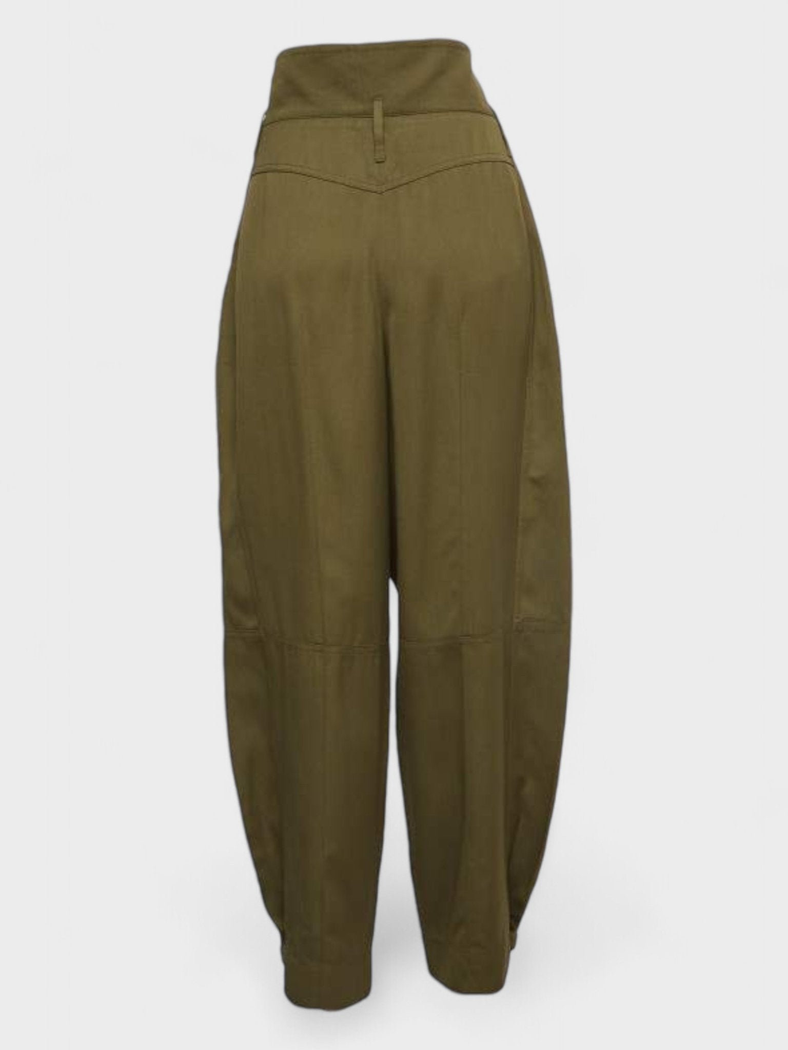 Givenchy Green Pleated Crepe High - Waisted Tapered Military Trousers XL - Supplied FashionGivenchy