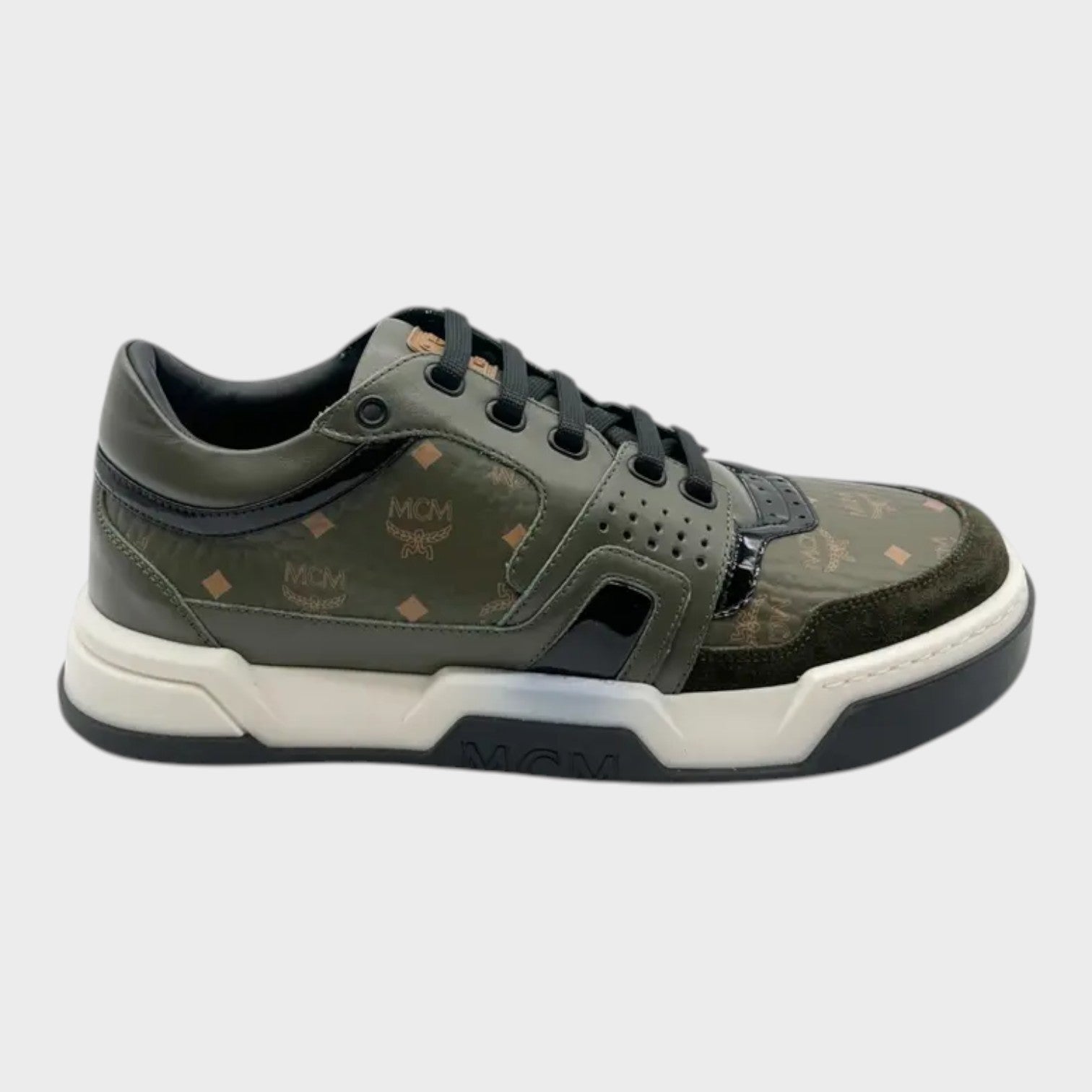 Logo Leather Low Sneakers Green Black