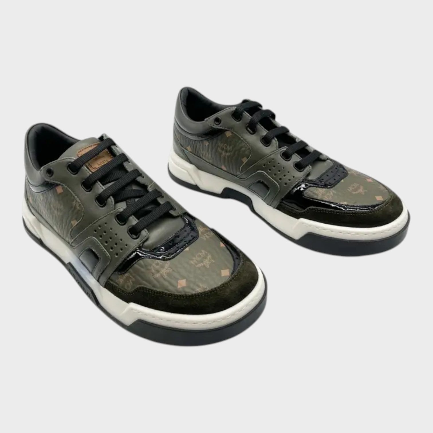 Logo Leather Low Sneakers Green Black