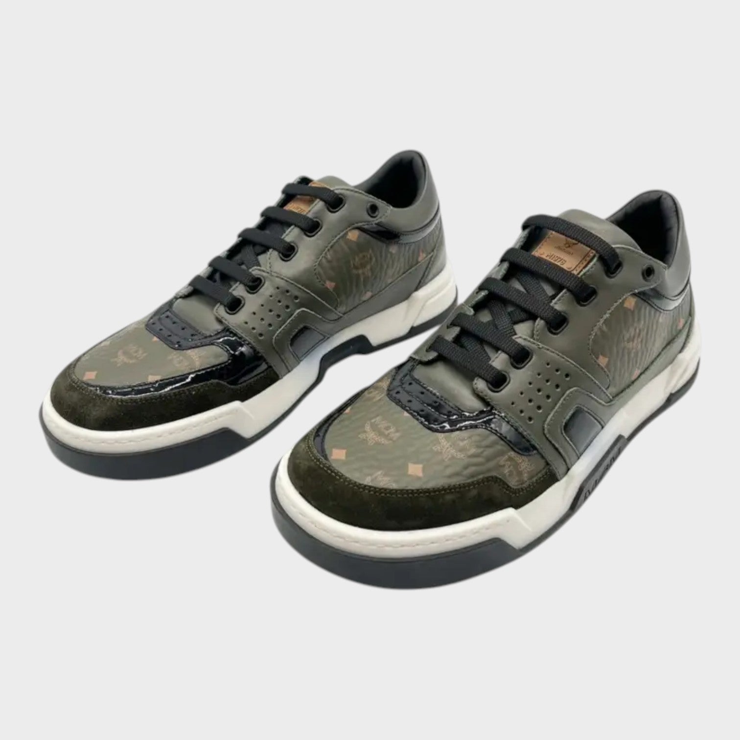 Logo Leather Low Sneakers Green Black