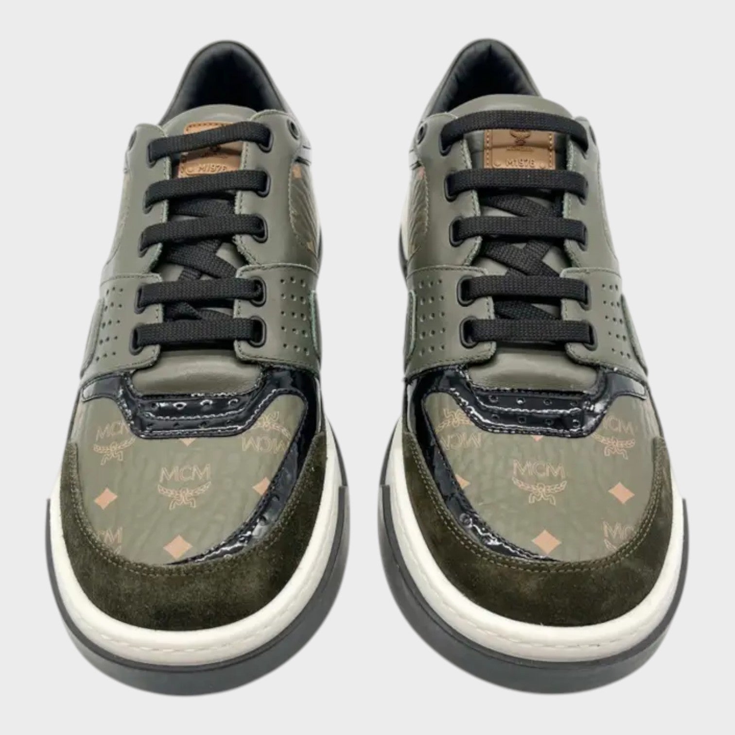 Logo Leather Low Sneakers Green Black