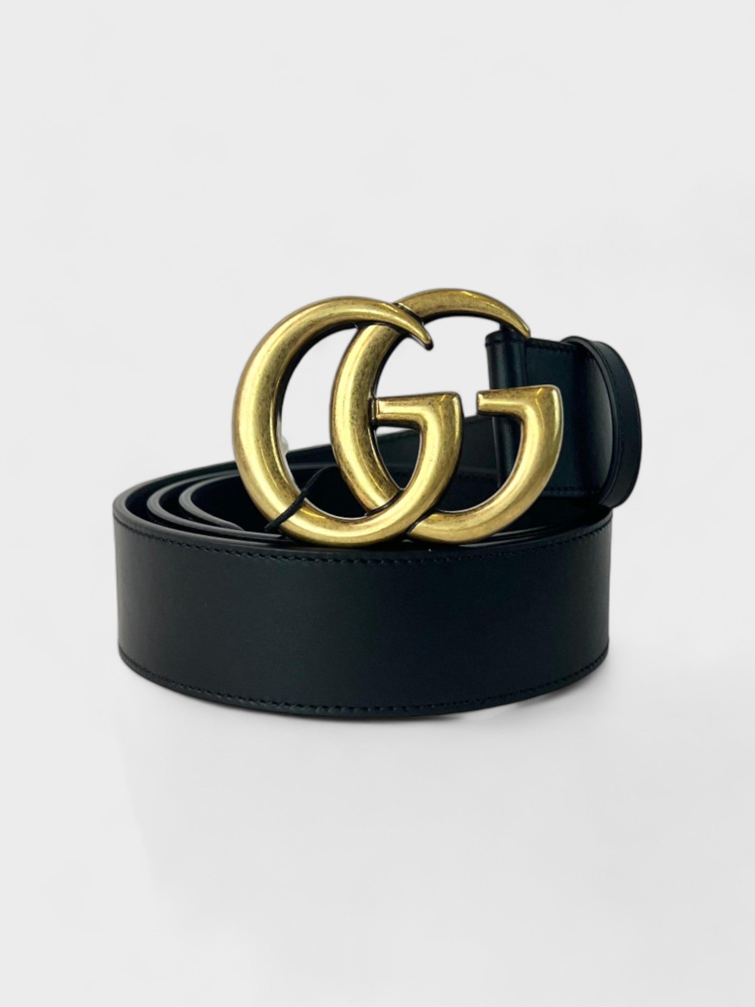 Gucci Double G Leather Belt Black Gold - Supplied LuxuryGucci