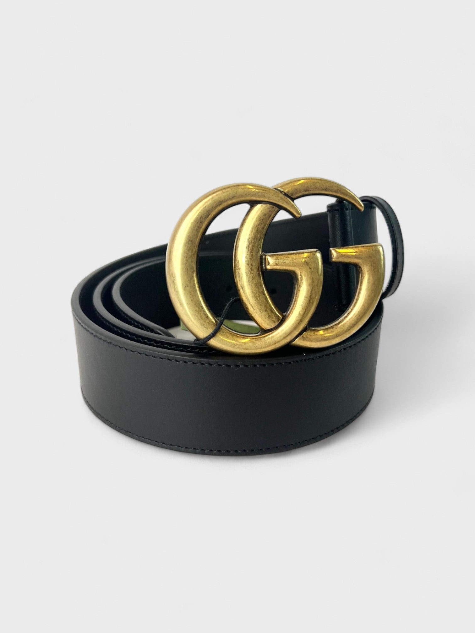 Gucci Double G Leather Belt Black Gold - Supplied LuxuryGucci