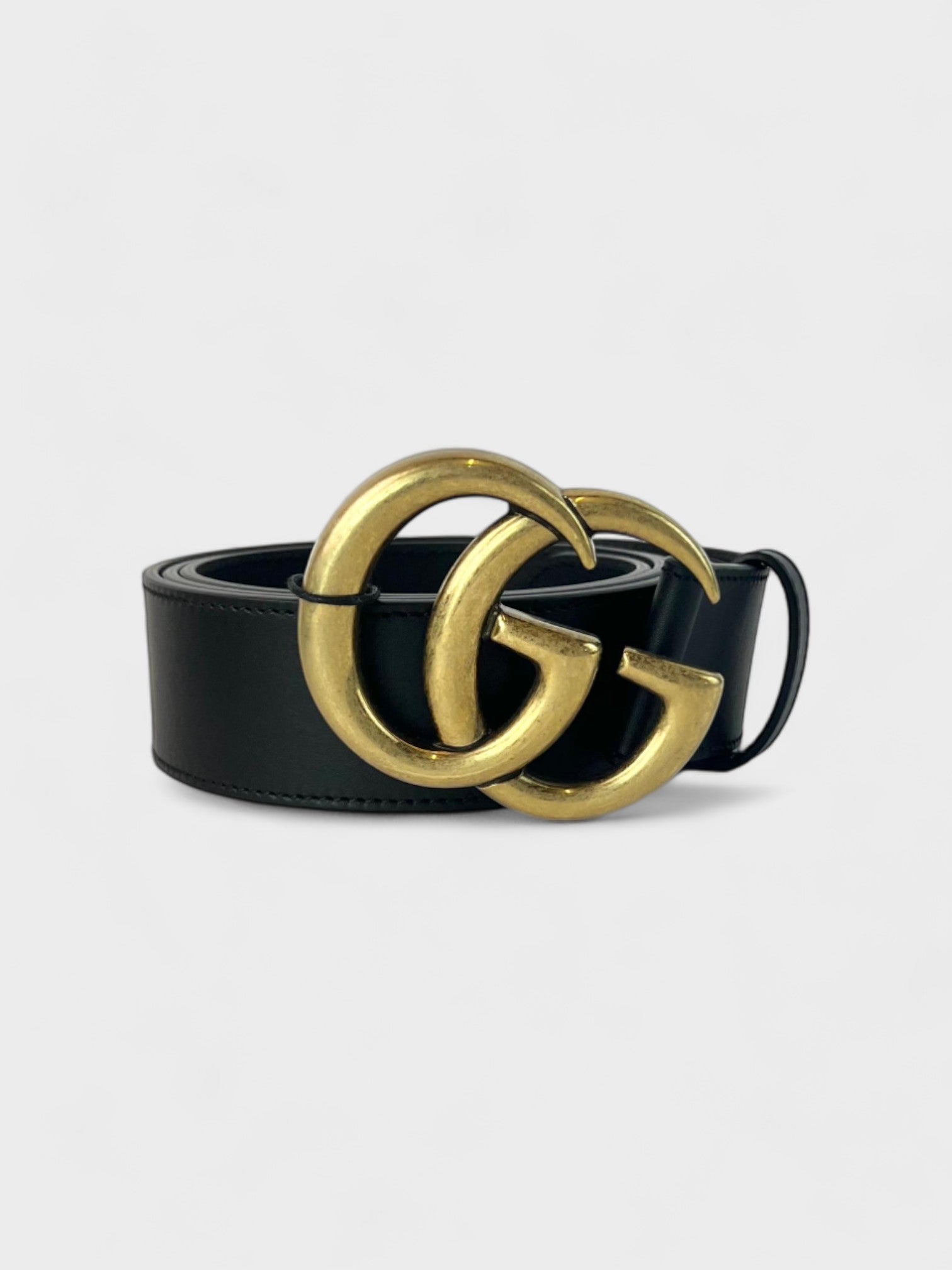 Gucci Double G Leather Belt Black Gold - Supplied LuxuryGucci