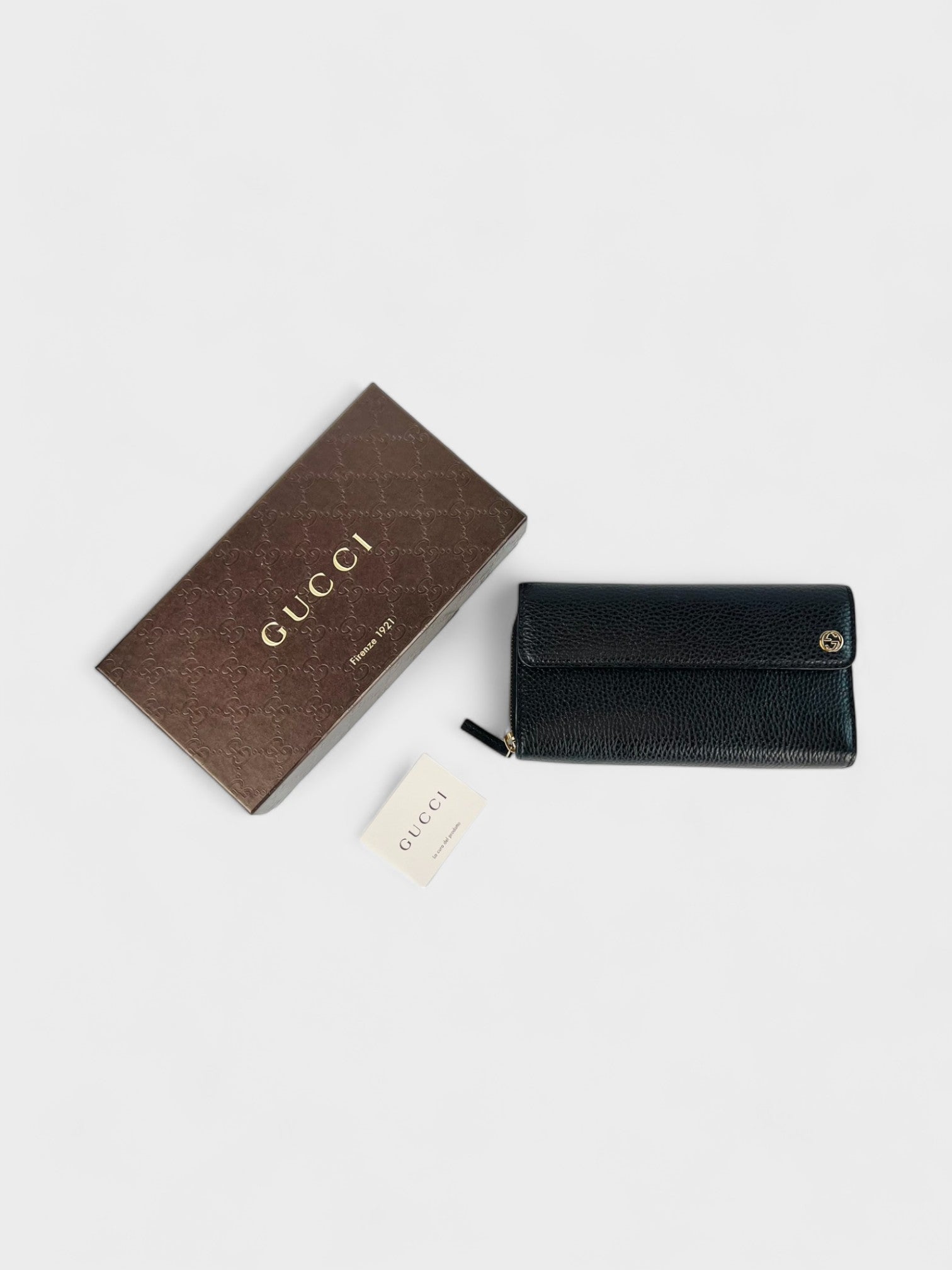 Gucci Leather Continental Tri-Fold Wallet Black - Supplied LuxuryGucci