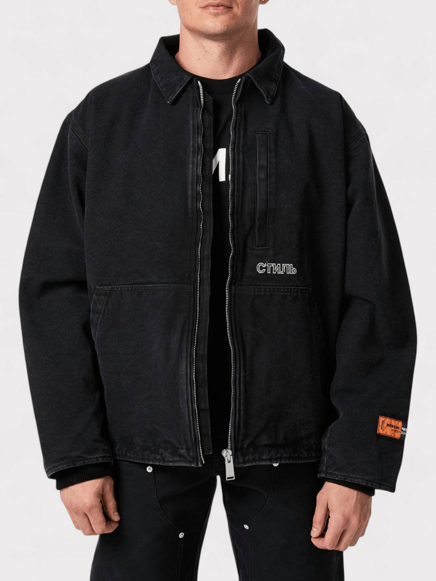 Heron Preston CTNMB Logo Canvas Padded Jacket Black - Supplied FashionHeron Preston