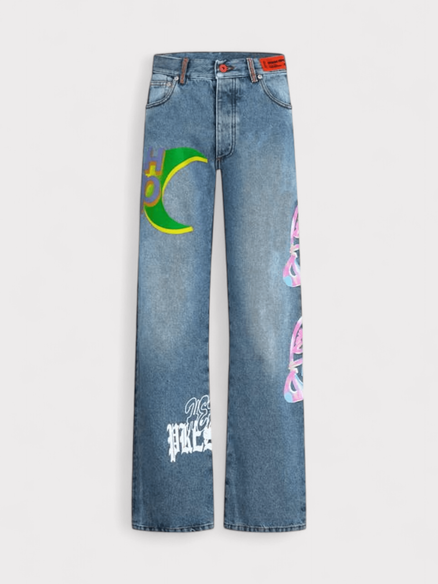 Heron Preston Faded Graffiti Wide Leg Jeans - Supplied FashionHeron Preston