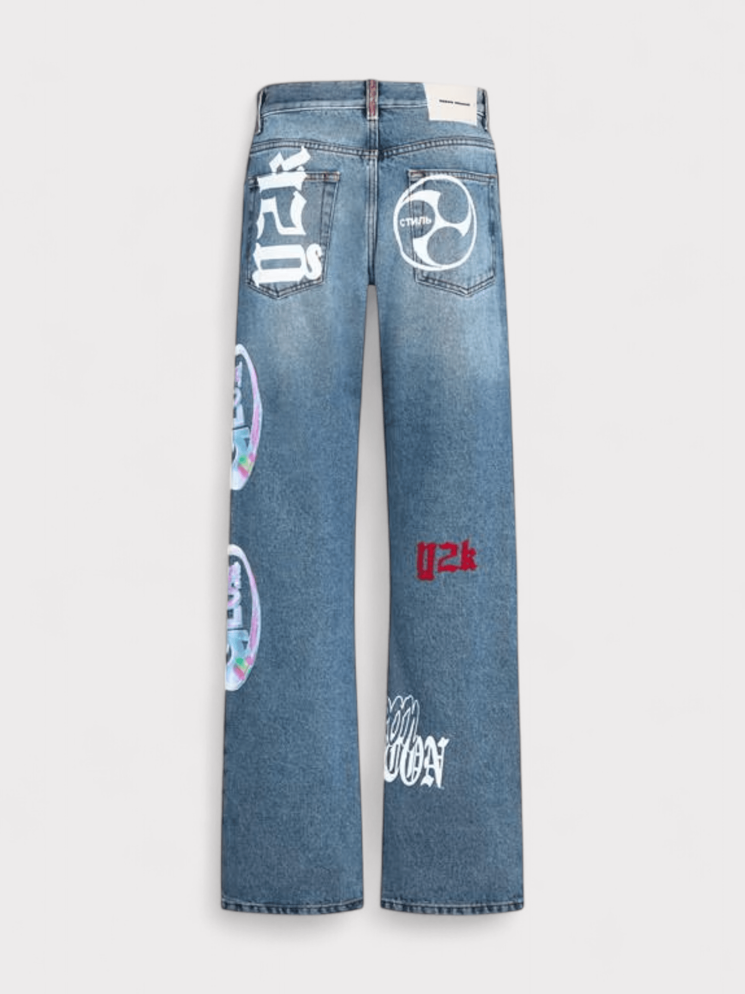 Heron Preston Faded Graffiti Wide Leg Jeans - Supplied FashionHeron Preston