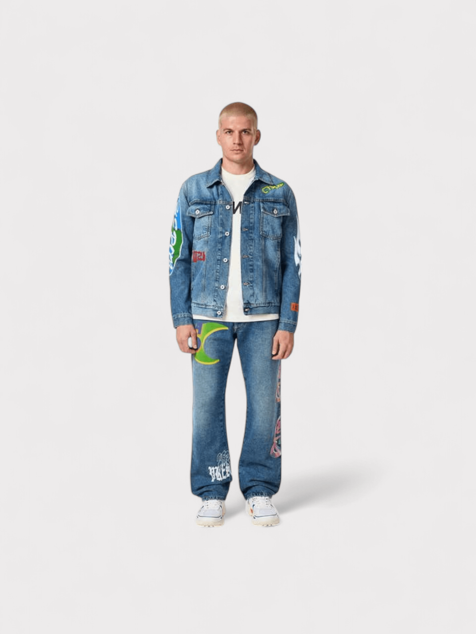 Heron Preston Faded Graffiti Wide Leg Jeans - Supplied FashionHeron Preston