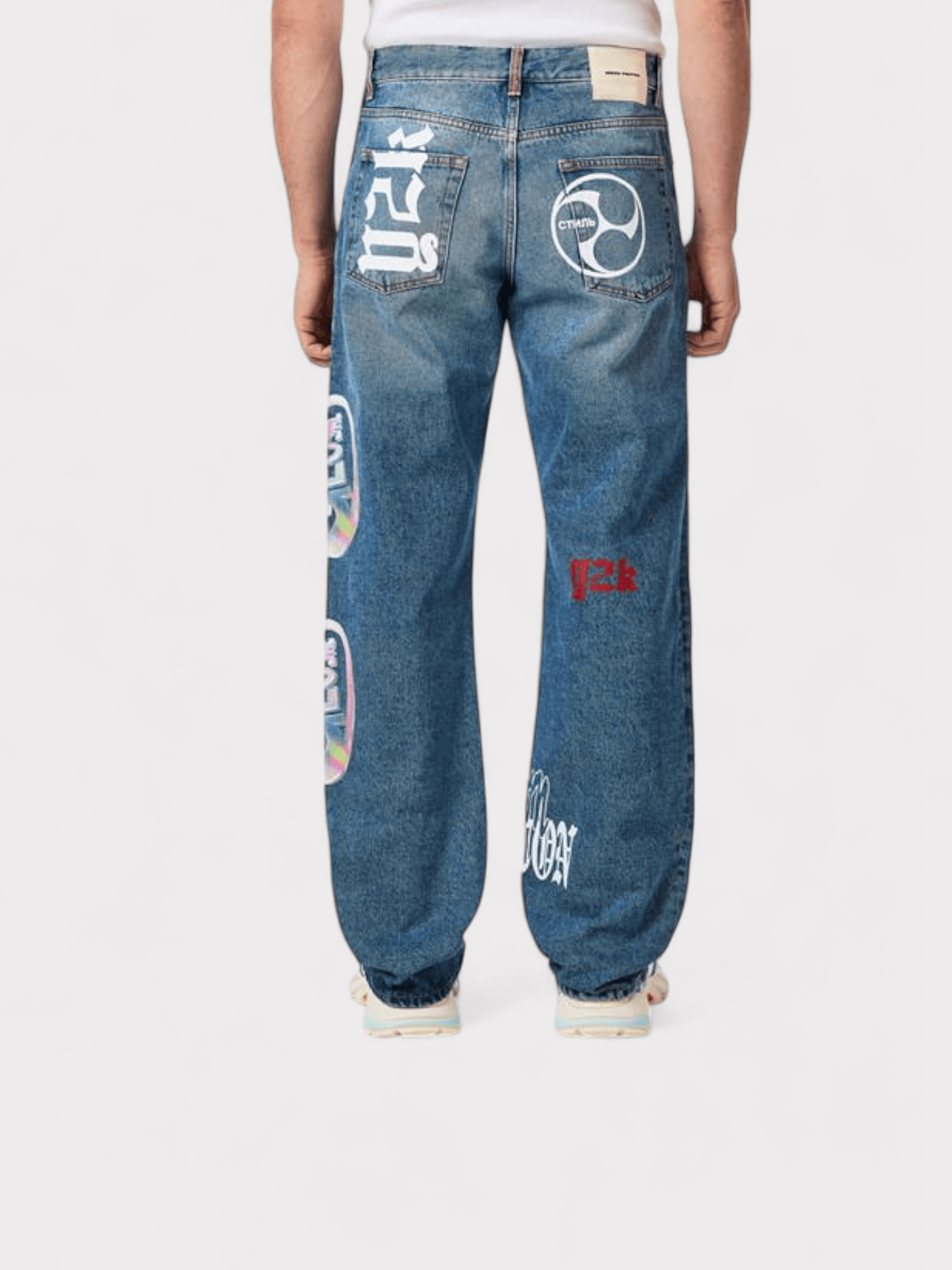 Heron Preston Faded Graffiti Wide Leg Jeans - Supplied FashionHeron Preston