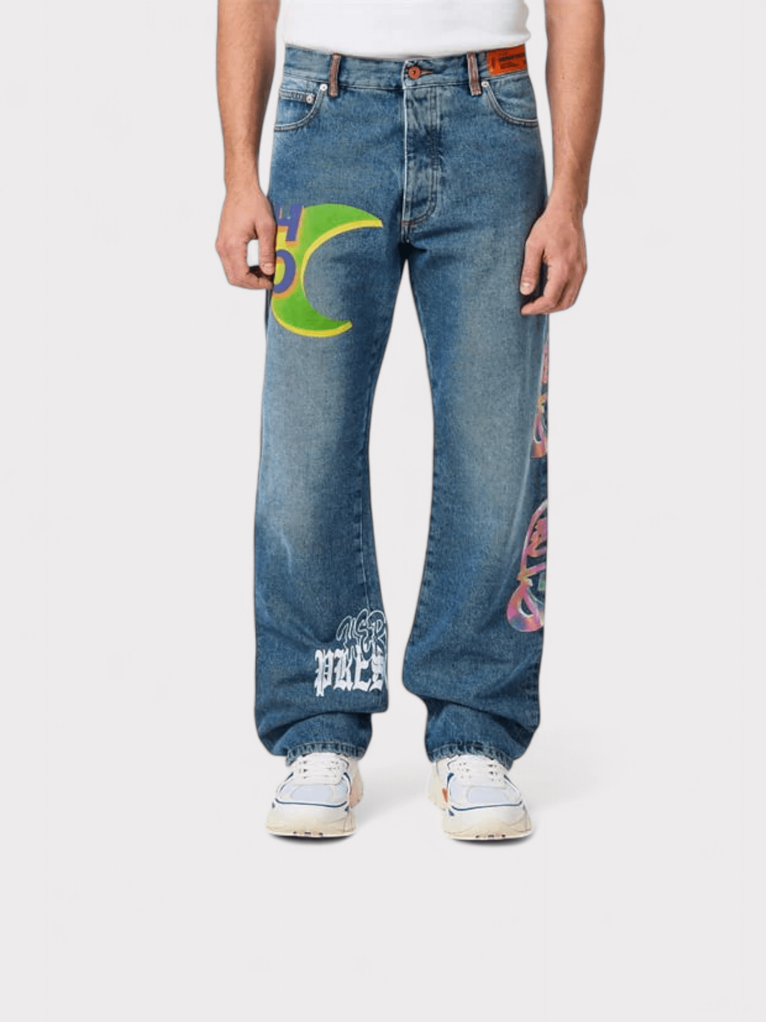 Heron Preston Faded Graffiti Wide Leg Jeans - Supplied FashionHeron Preston