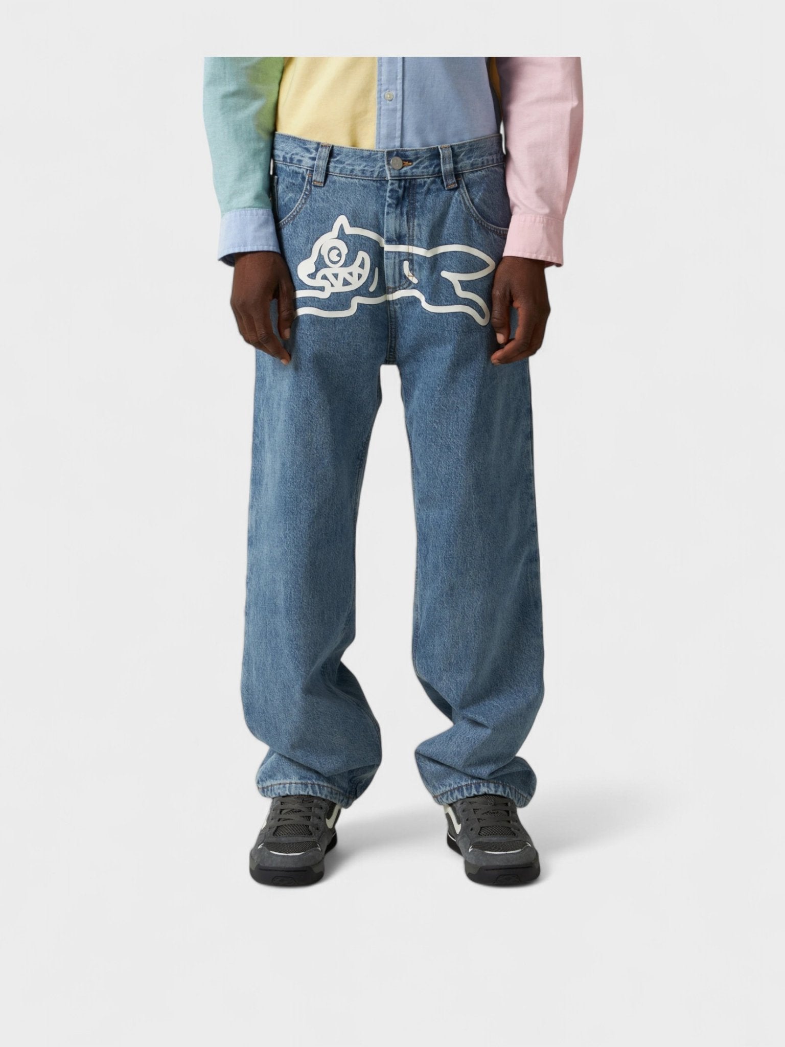 Icecream Check Lined Running Dog Denim Jeans - Supplied FashionIcecream