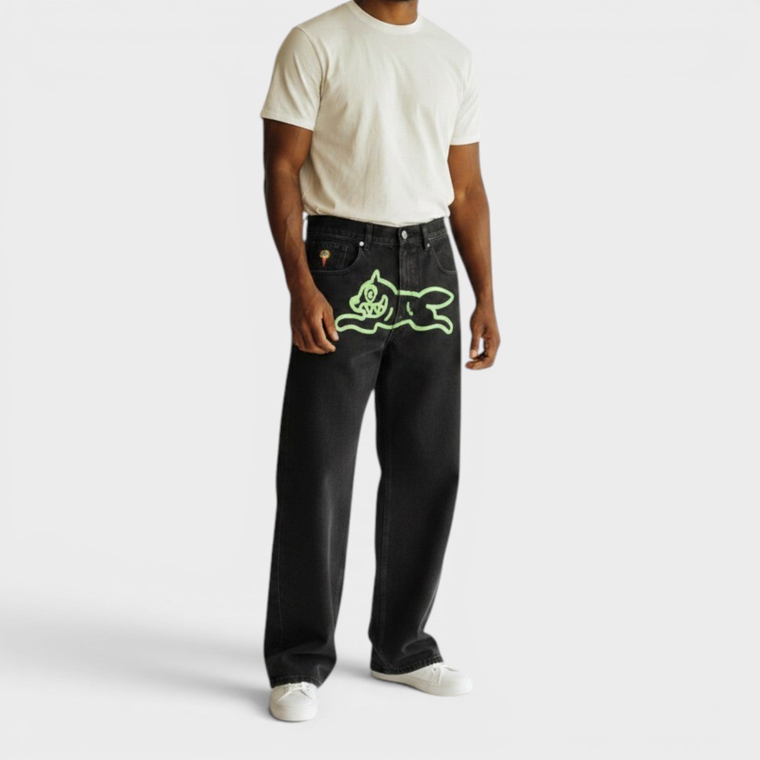 Running Dog Double Scoop Denim Jeans Black